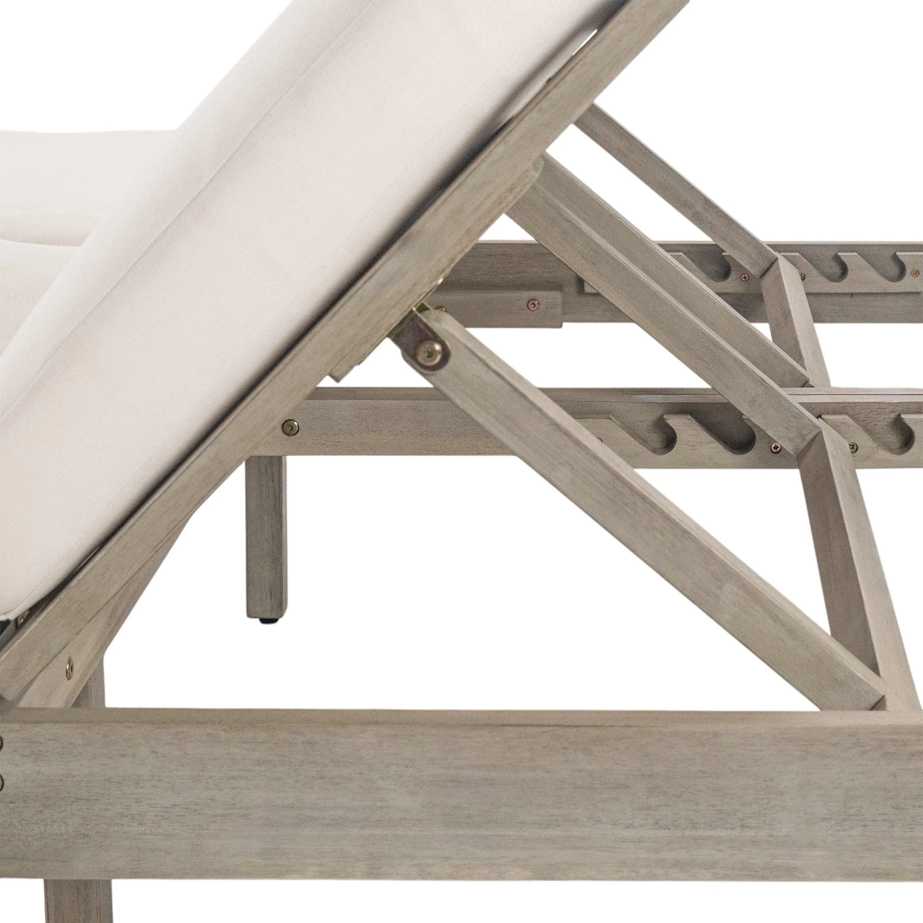 Chaise longue de exterior con respaldo ajustable en 5 posiciones, cojín y bandejas laterales plegables para 2 personas, ideal para jardín junto a la piscina.