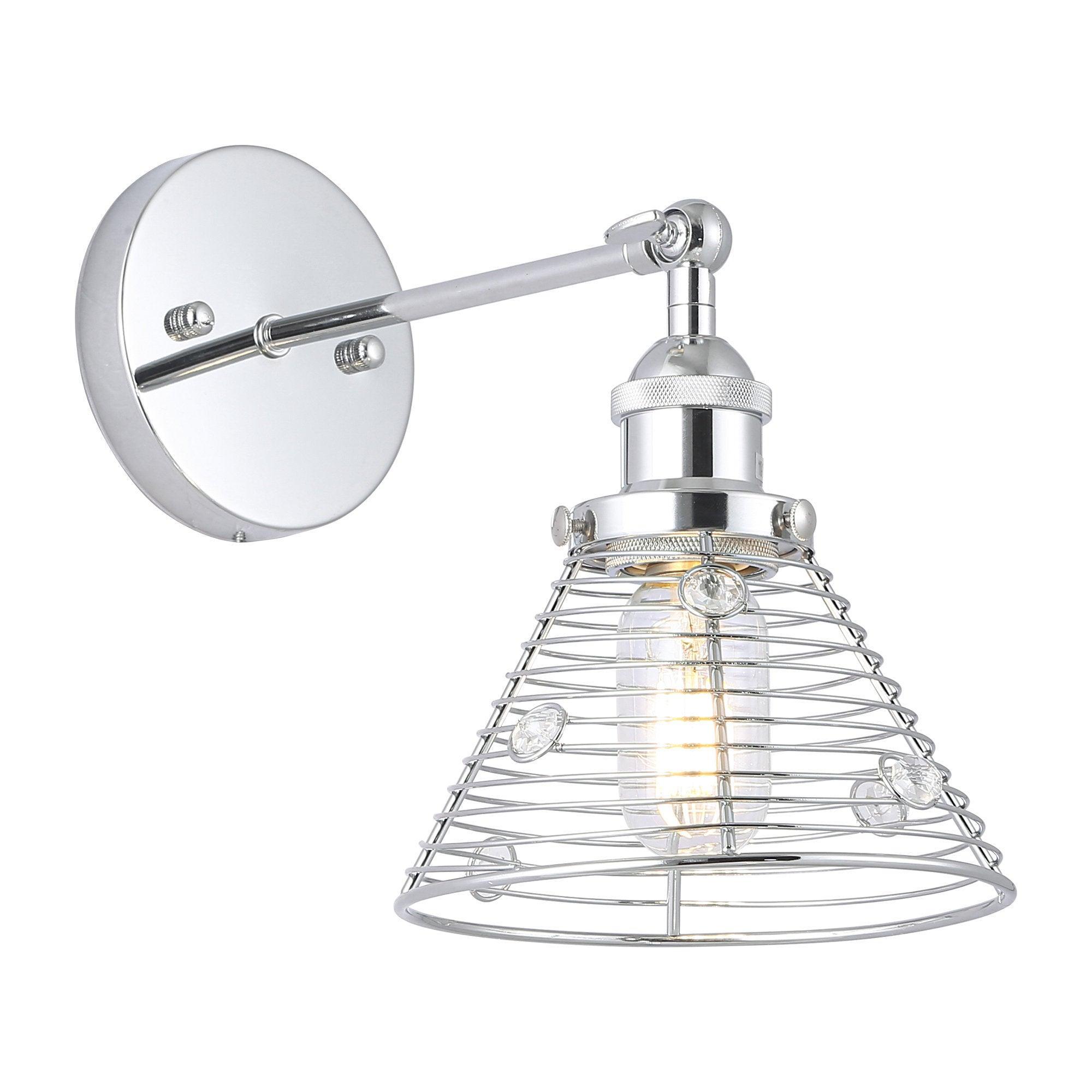 1-Light Modern Silver Wall Scone Light - ParrotUncle
