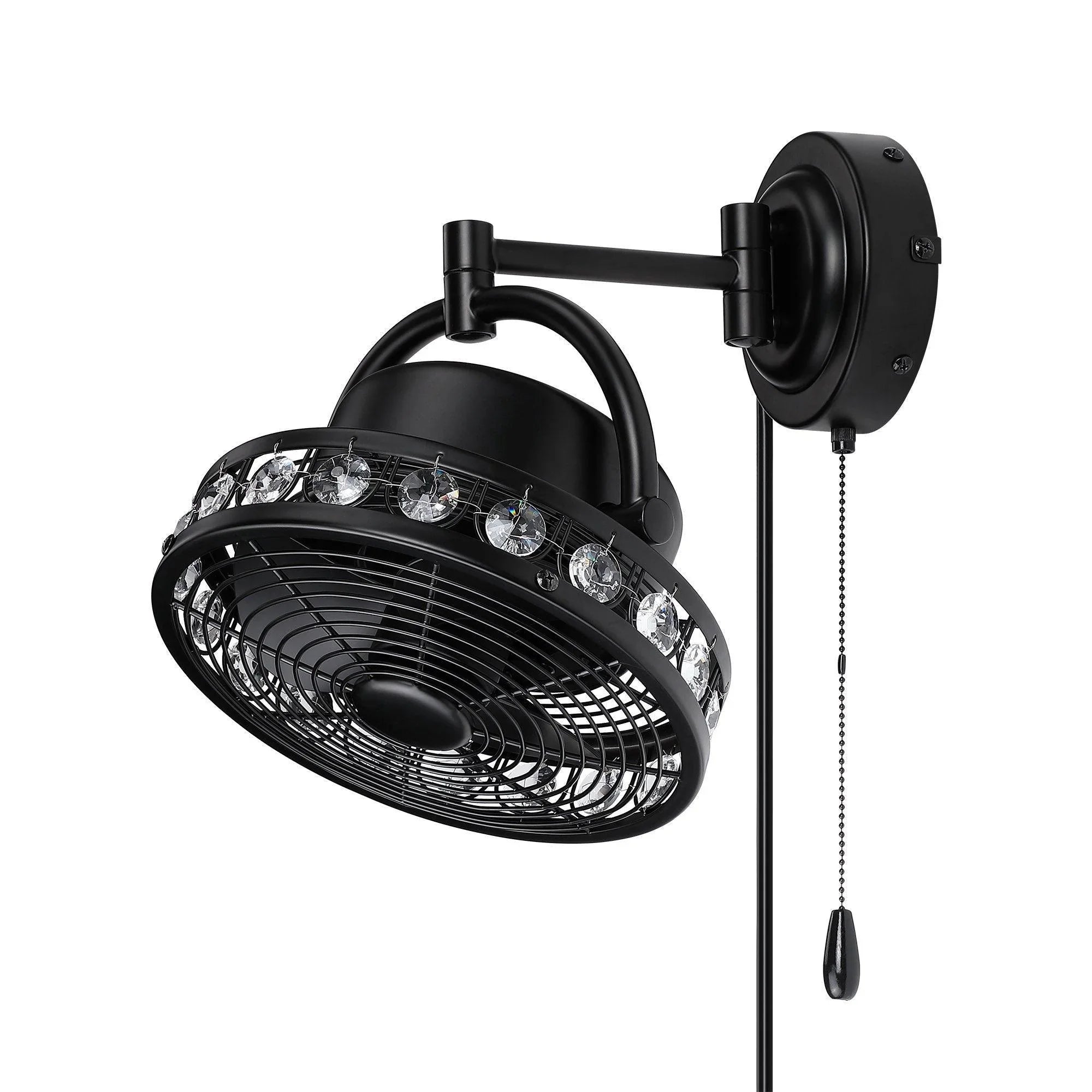 10" Modern Black Small Ceiling Fan with Pull Chain - ParrotUncle