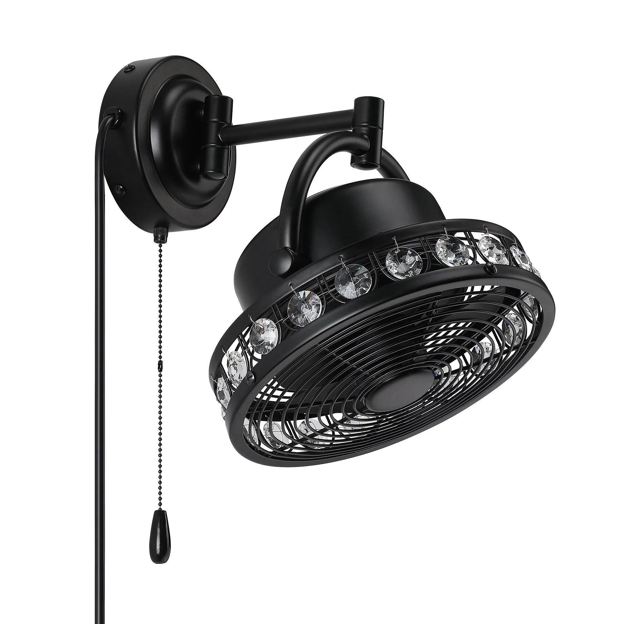 10" Modern Black Small Ceiling Fan with Pull Chain - ParrotUncle