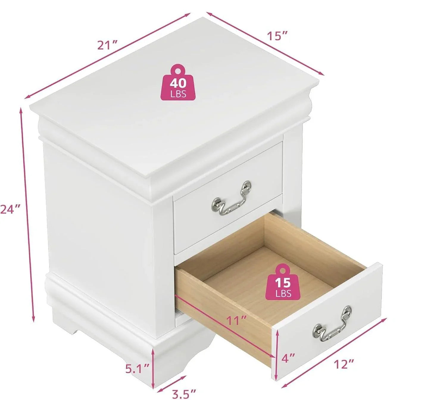 Mesita de noche Louis Philippe de Furniture of America