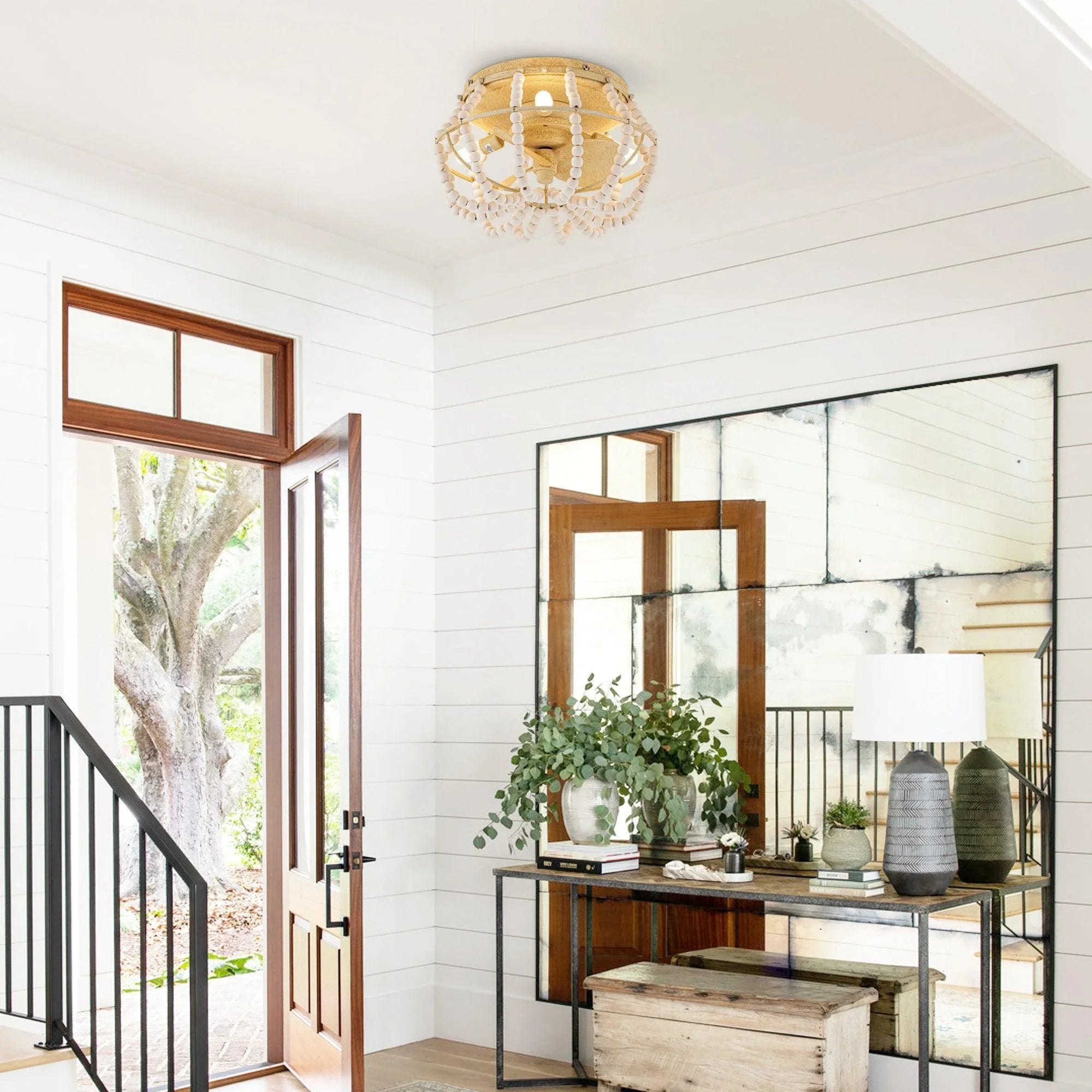 13" Traditional DC Motor Flush Mount Reversible Ceiling Fan with Lighting and Remote Control - ParrotUncle