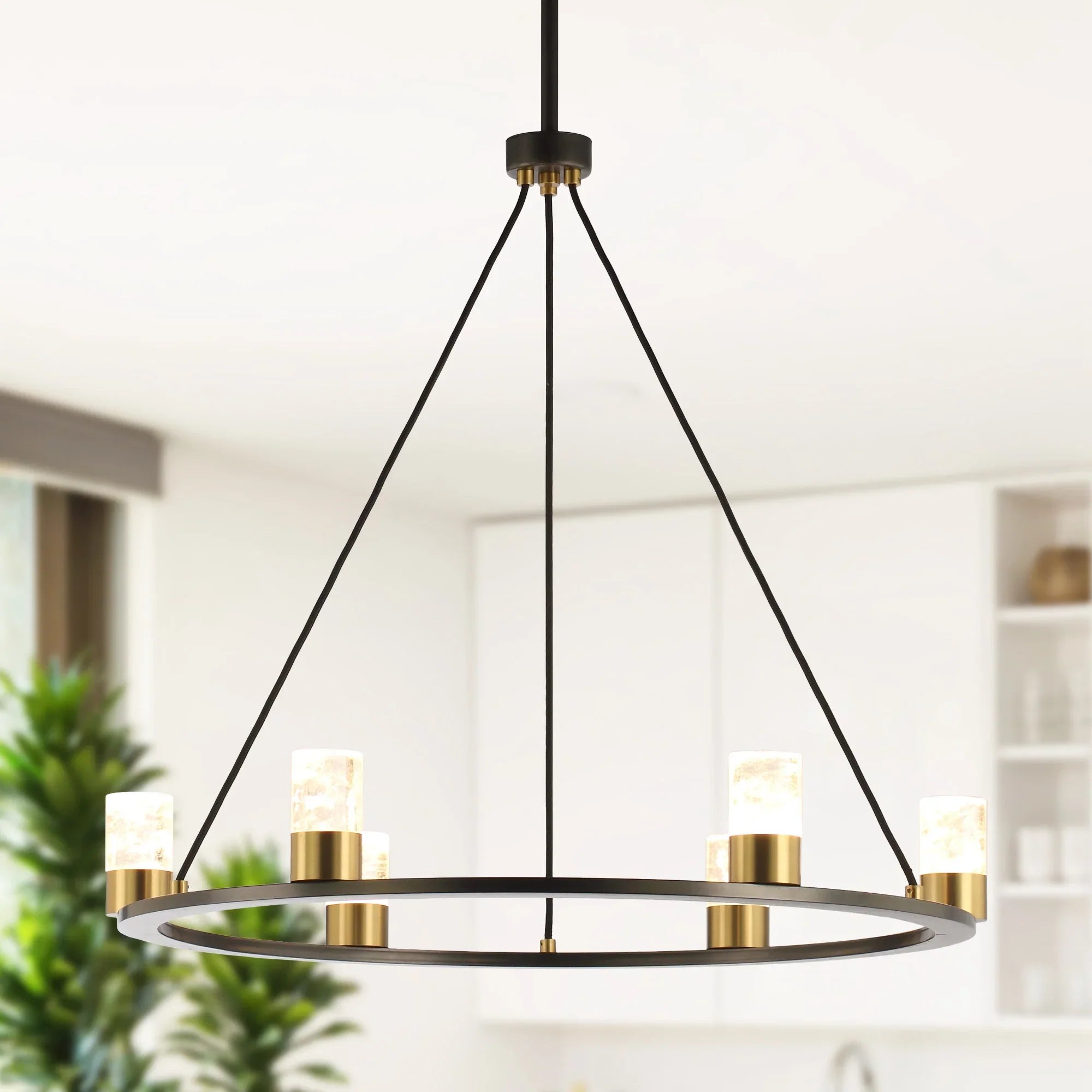 Perimost 31 Inch Alma 6-Light Black Modern Luxury Chandelier