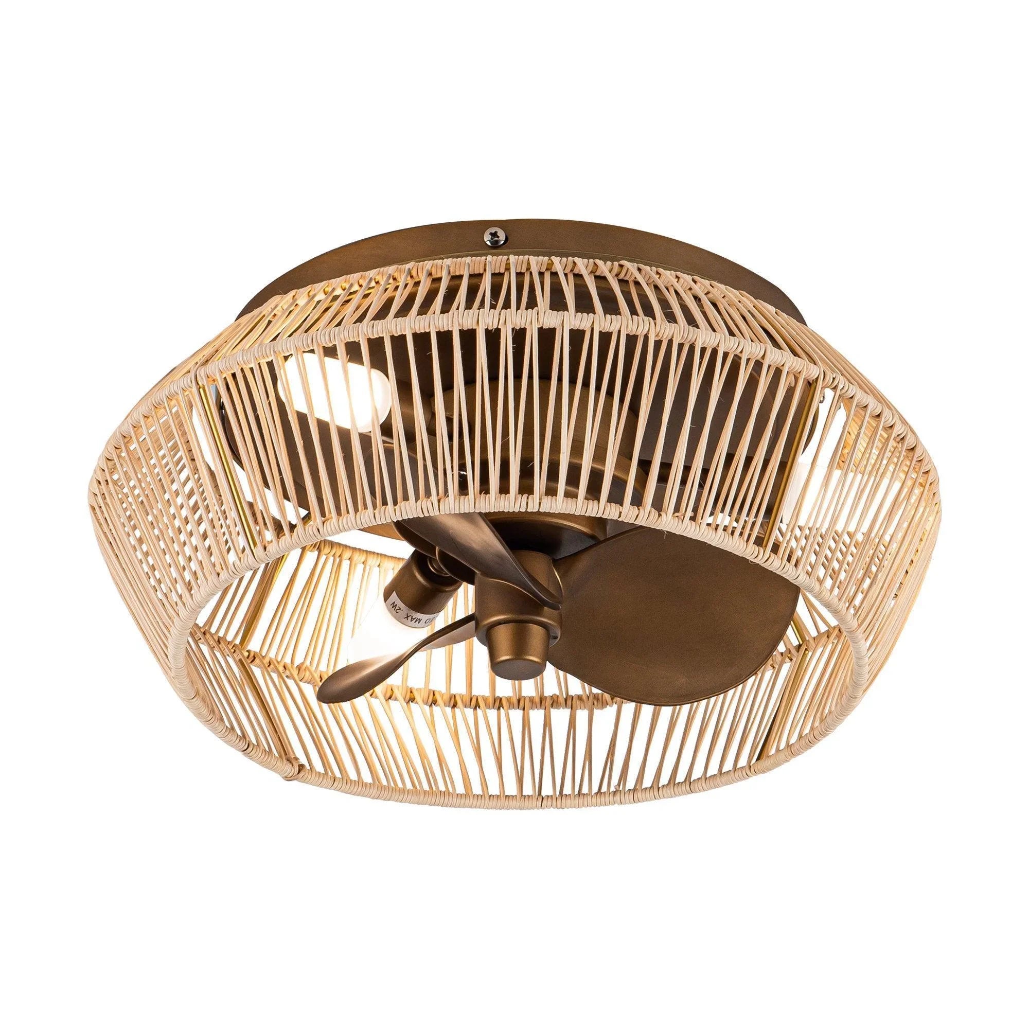 14" Farmhouse DC Motor Flush Mount Reversible Iron Ceiling Fan with LED Lighting and Remote Control - ParrotUncle