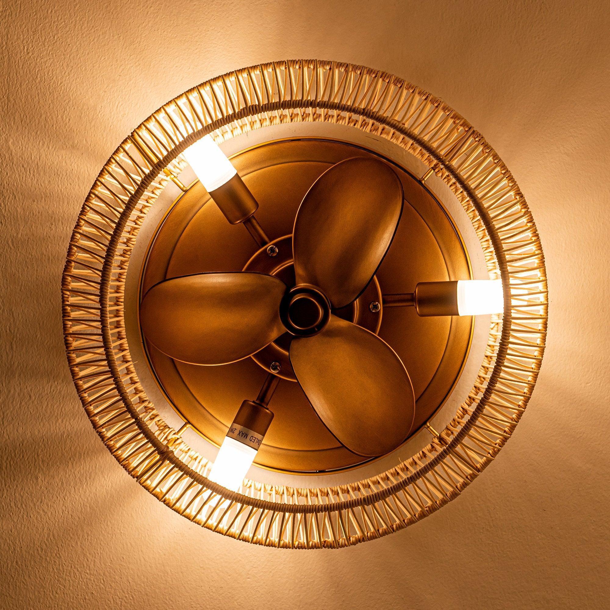 14" Farmhouse DC Motor Flush Mount Reversible Iron Ceiling Fan with LED Lighting and Remote Control - ParrotUncle