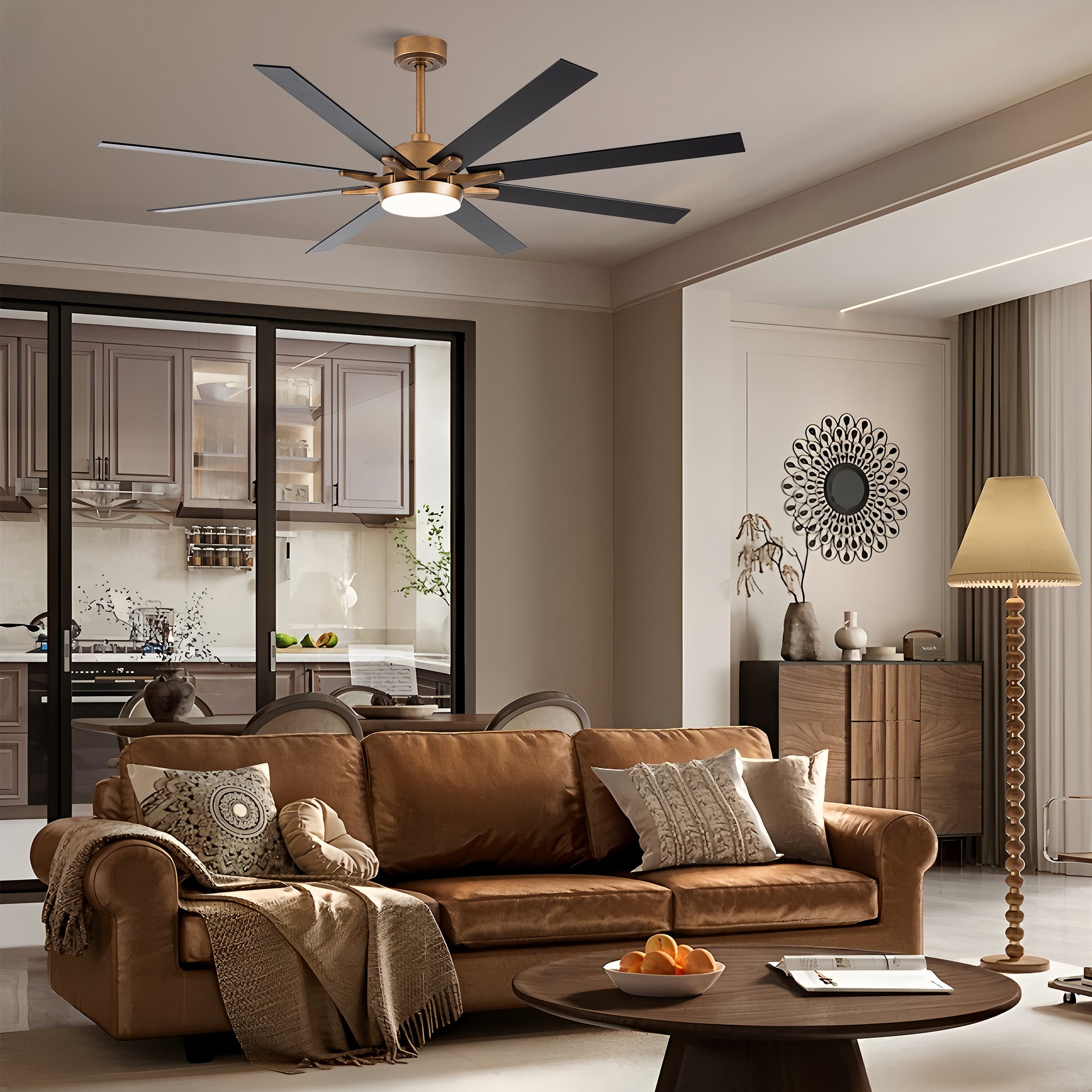 65 "balachandran industrial downrod montaje ventilador de techo con iluminación led y control remoto