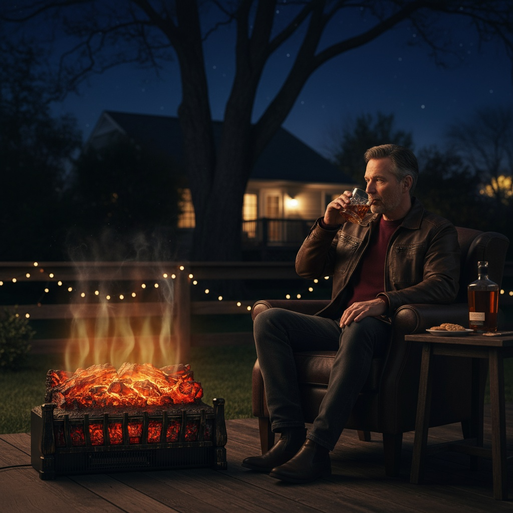Chimenea eléctrica negra de una sola configuración de calor con llama y control remoto