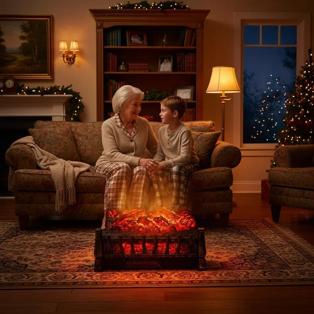 Black Insert Electric Fireplace One Heat Settings with Flame and Remote Control