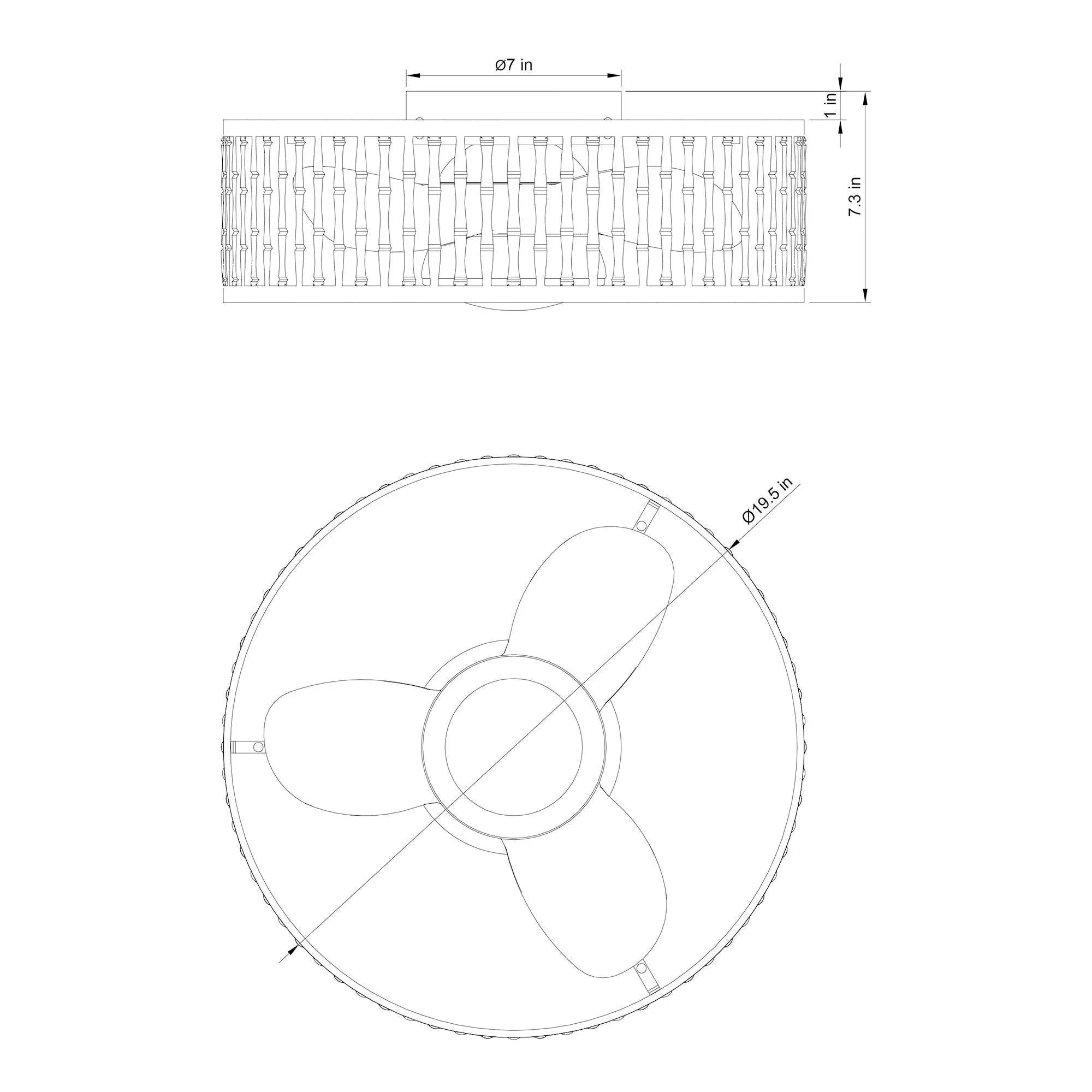 19.5" Farmhouse Flush Mount Reversible Ceiling Fan with LED Lighting and Remote Control - ParrotUncle