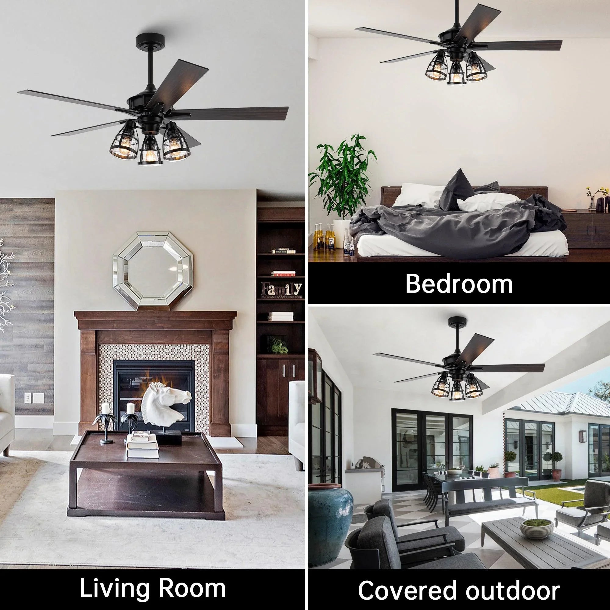 52" Kashmir Traditional Downrod Mount Reversible Ceiling Fan with Lighting and Remote Control