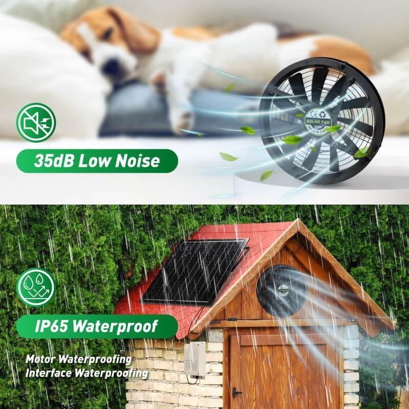 10" Solar Exhaust Intake Fan with Battery&42W Solar Panel