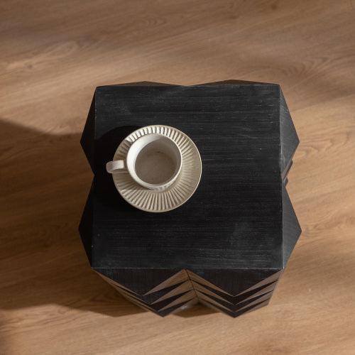 Mesa de centro retro de MDF con diseño tridimensional en relieve de 61 cm de altura