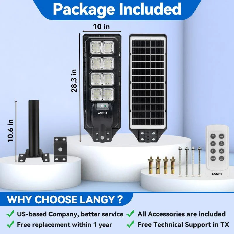 4 pack 200W solar street lights 25000 lumens