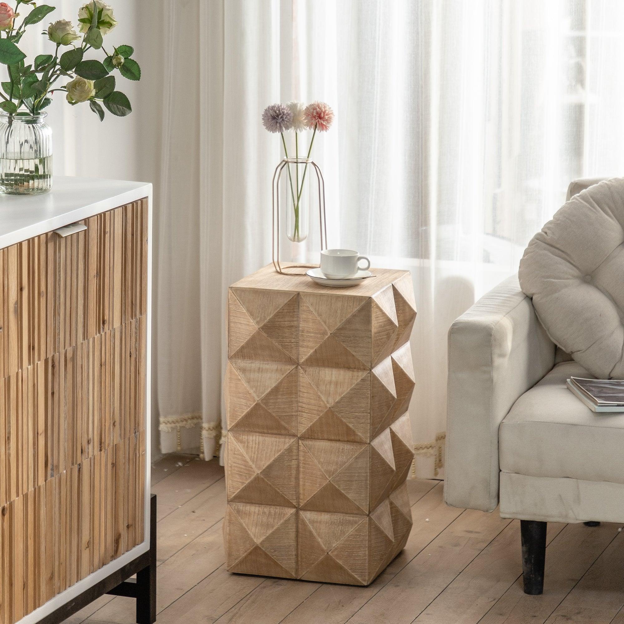 Mesa de centro retro de MDF con diseño tridimensional en relieve de 61 cm de altura