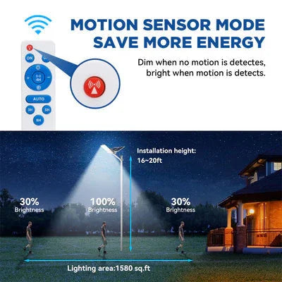 1200W solar street light with pole -30,000lumens