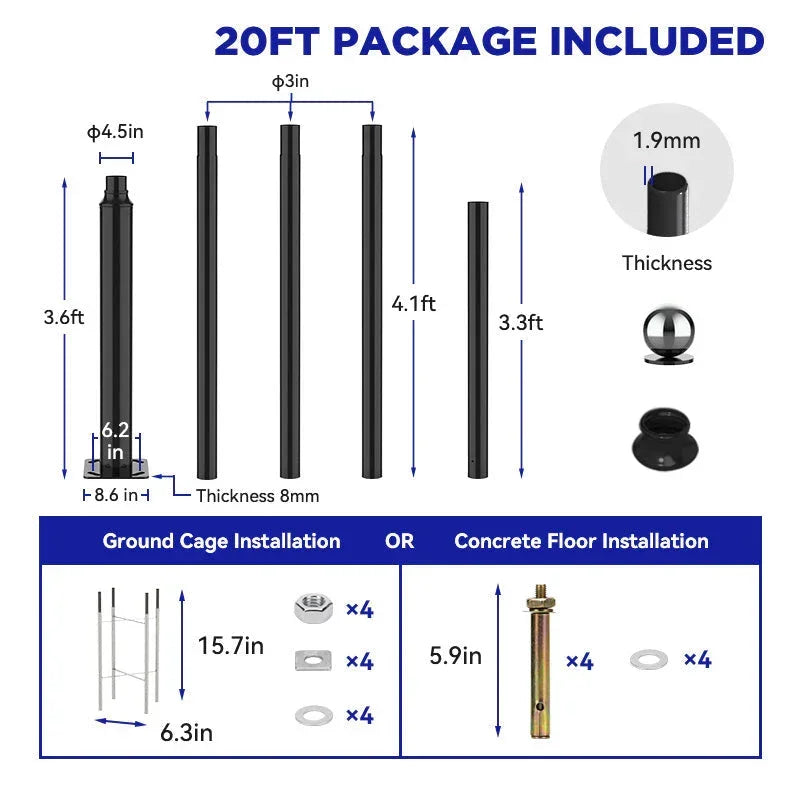 1800W solar street light with 20ft /16ft pole