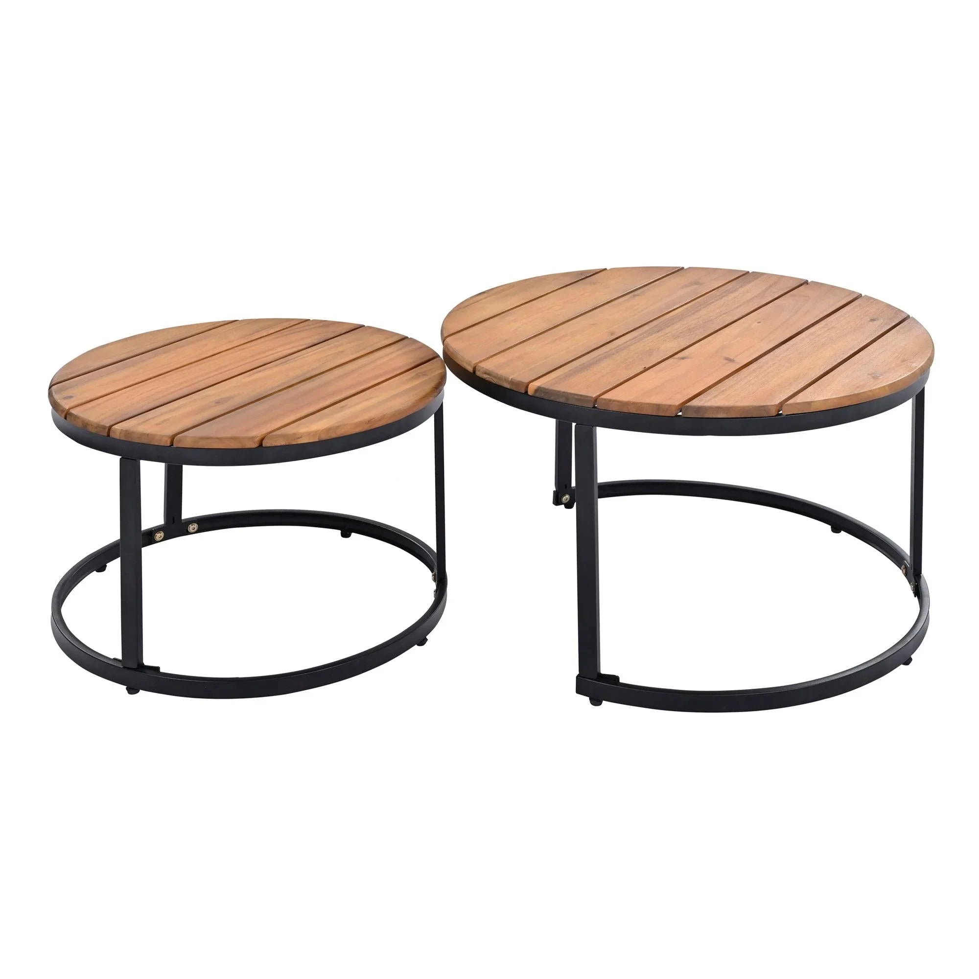 Conjunto de 6 sofás seccionales para exterior con mesas de centro redondas apilables y sofá con cojines para patio, porche y jardín.
