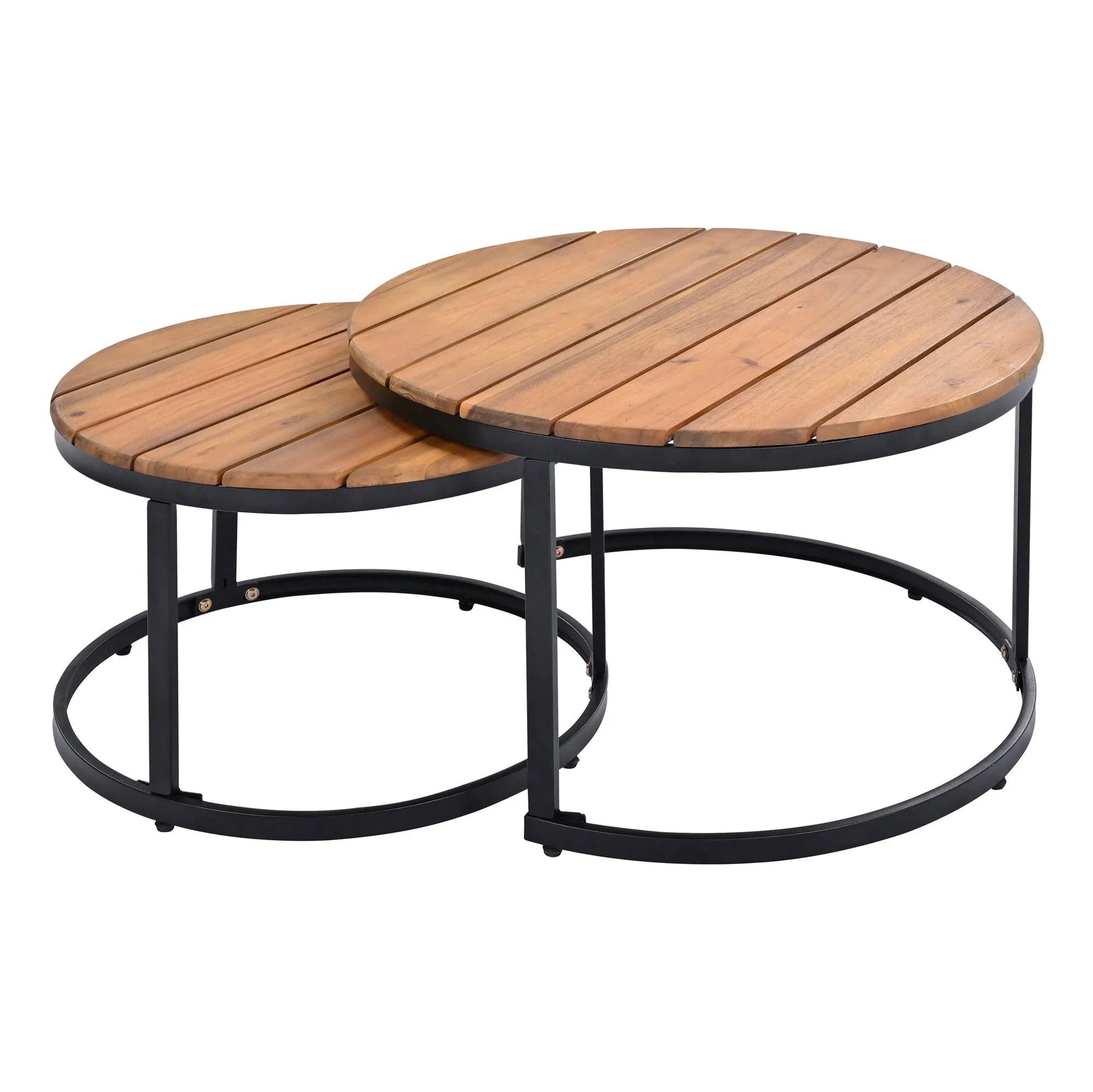 Conjunto de 6 sofás seccionales para exterior con mesas de centro redondas apilables y sofá con cojines para patio, porche y jardín.