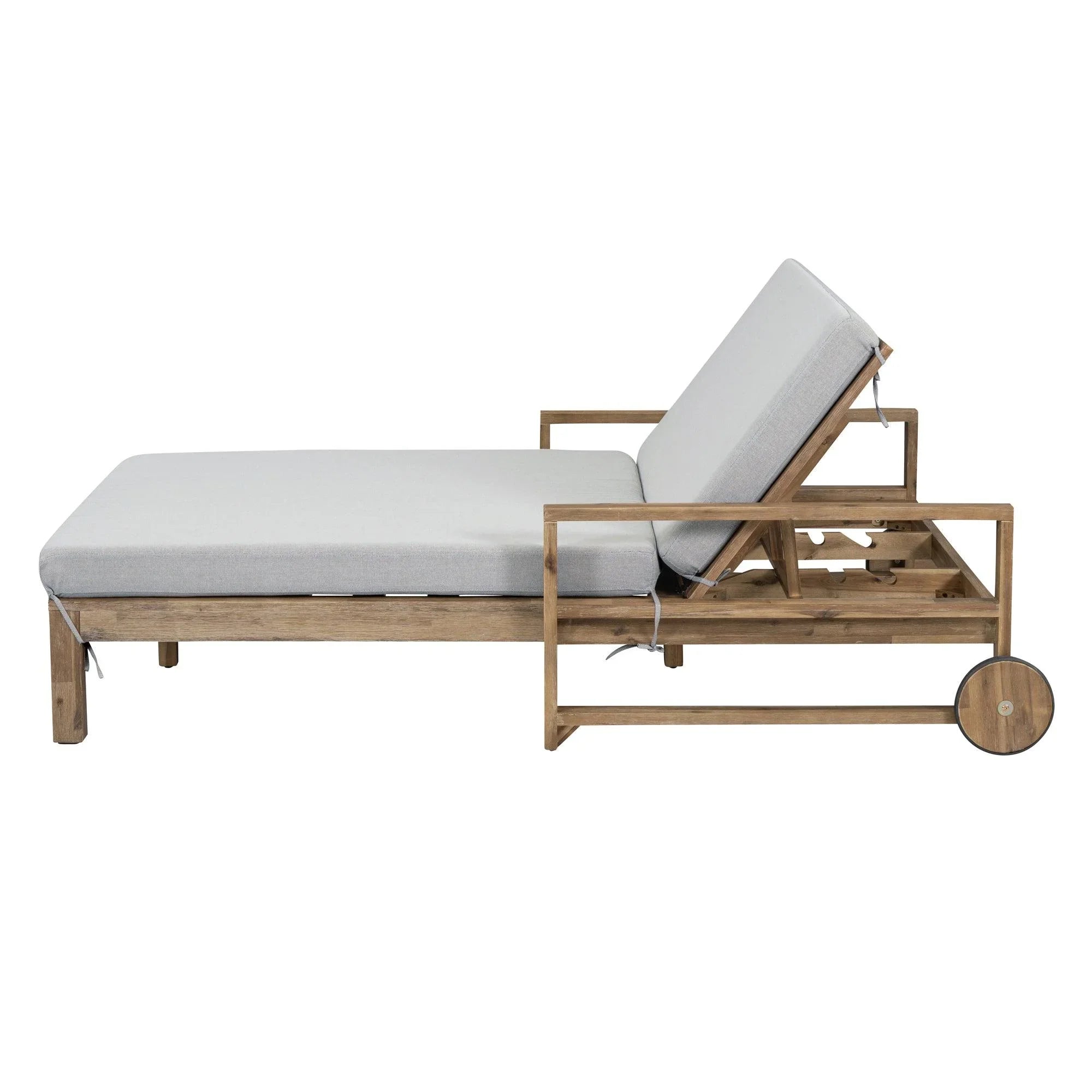 Tumbona de madera estilo granja de una sola pieza para una relajación total, ideal para la piscina, el jardín y el patio.