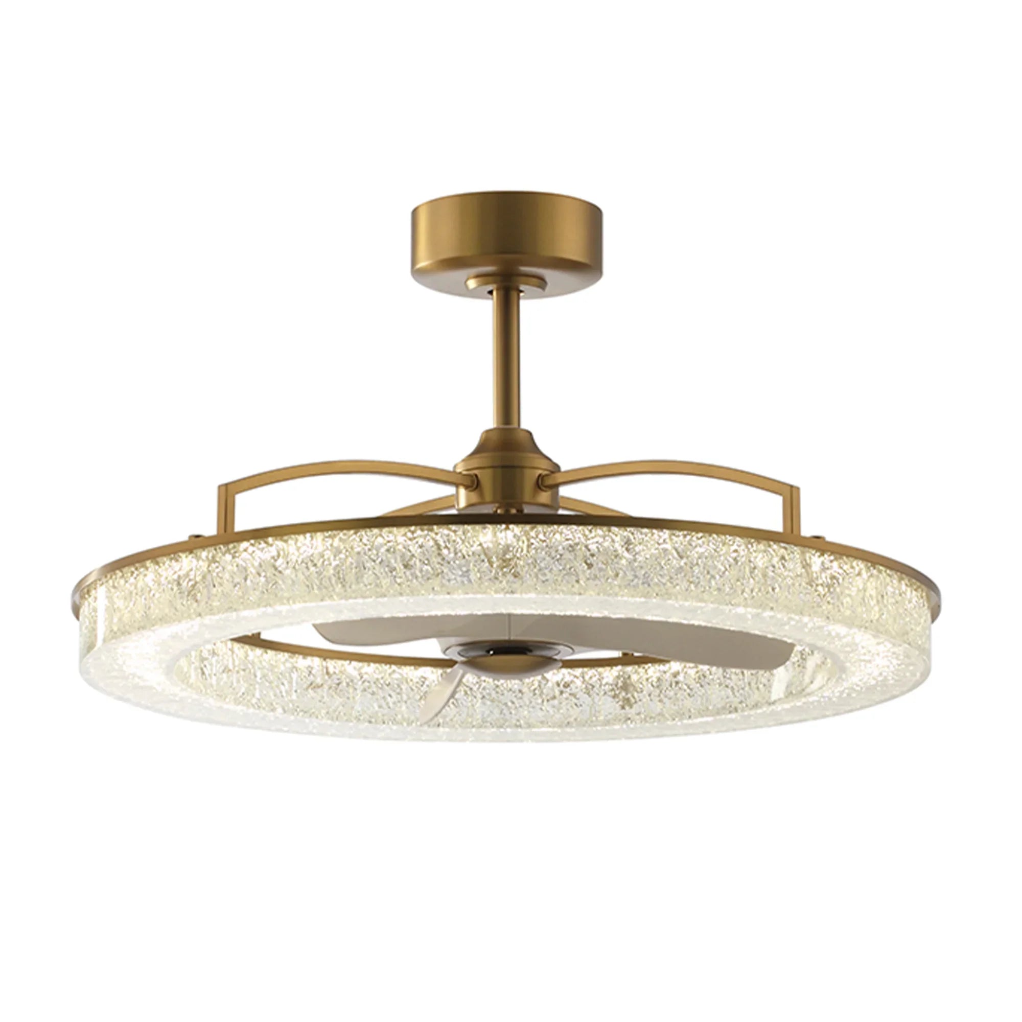 Perimost 32 Inch Andrea Electroplated Golden Luxury LED Fandelier with Remote Control