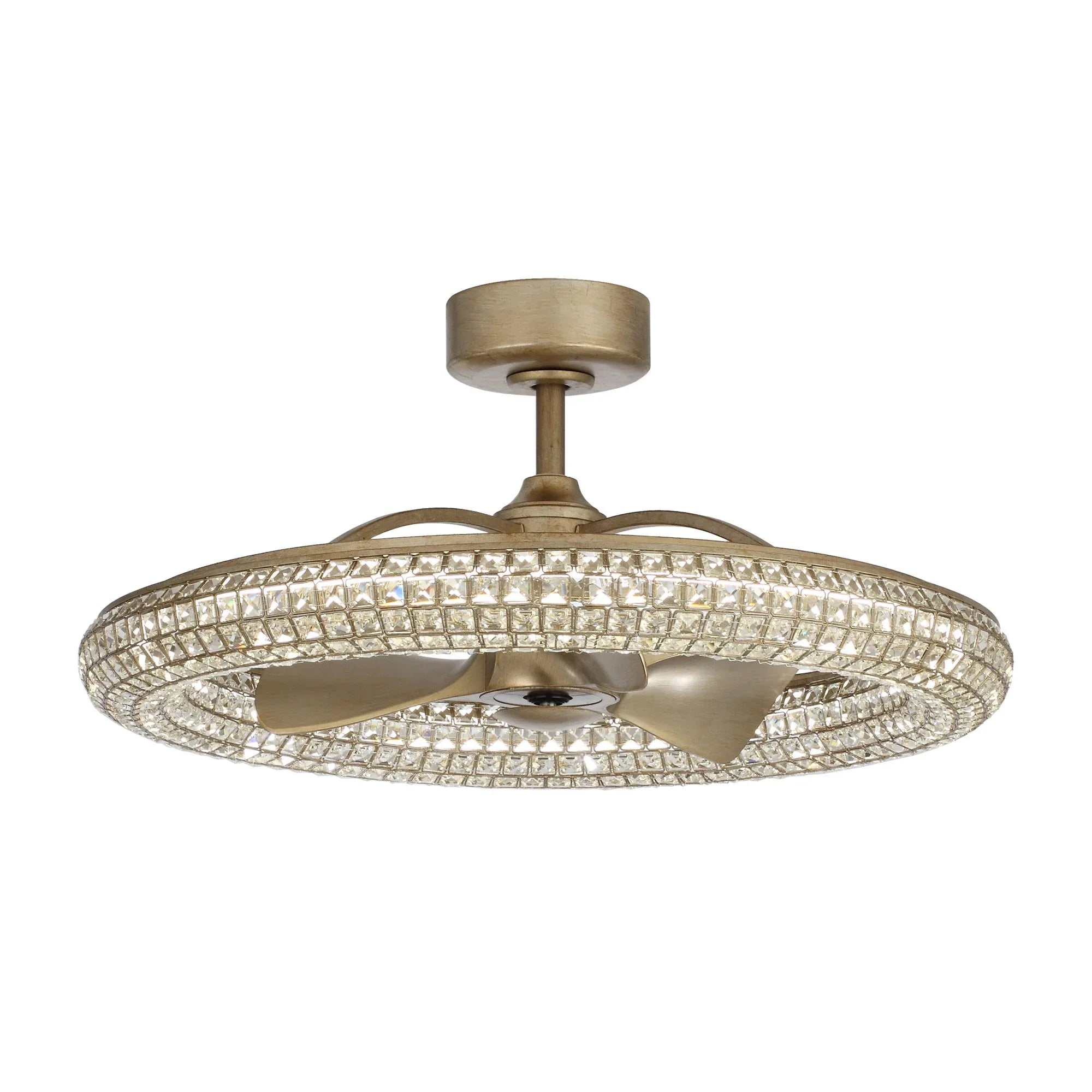 Ventilador de techo moderno de cristal con motor de CC de 33", iluminación y control remoto