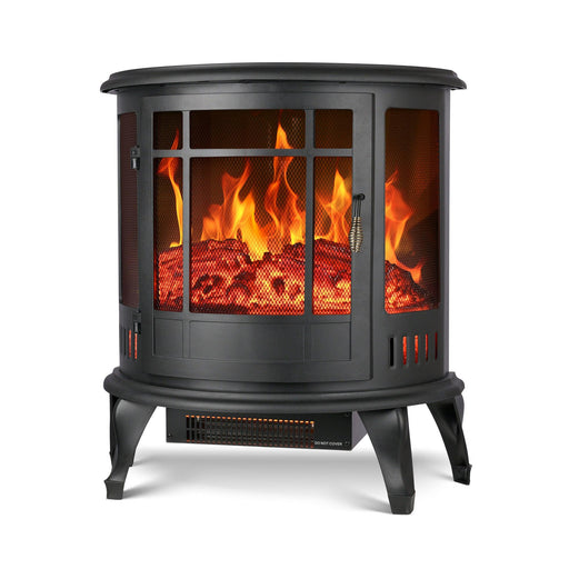 22" Black Freestanding Electric Fireplace Stove Heater - ParrotUncle