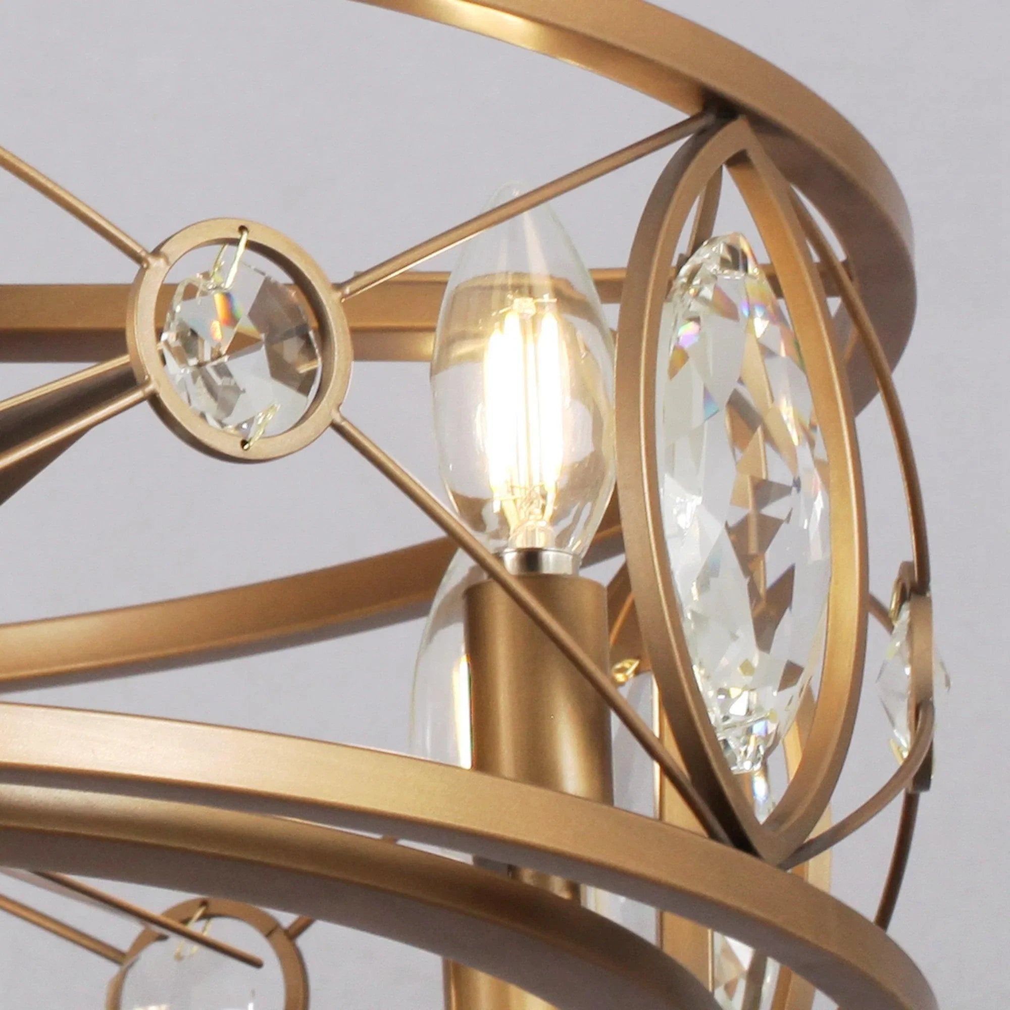 22" Kashmir Industrial Glod Reversible Crystal Fandelier Ceiling Fan with Lighting and Remote Control - ParrotUncle