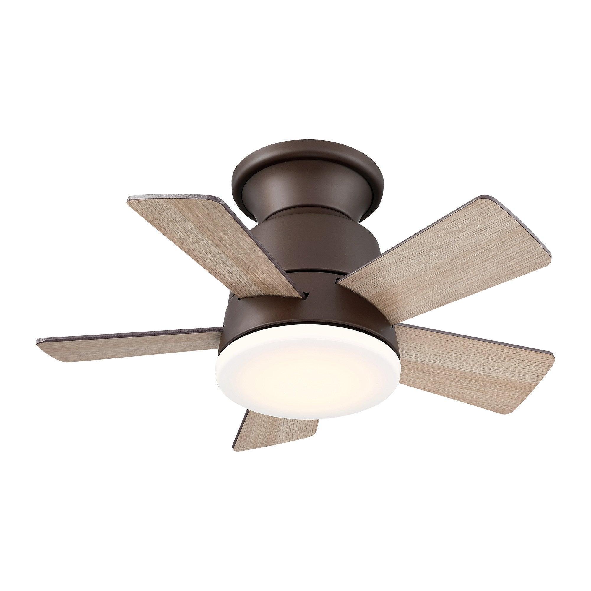 24" Industrial Flush Mount Reversible Iron Ceiling Fan with Lighting and Remote Control - ParrotUncle