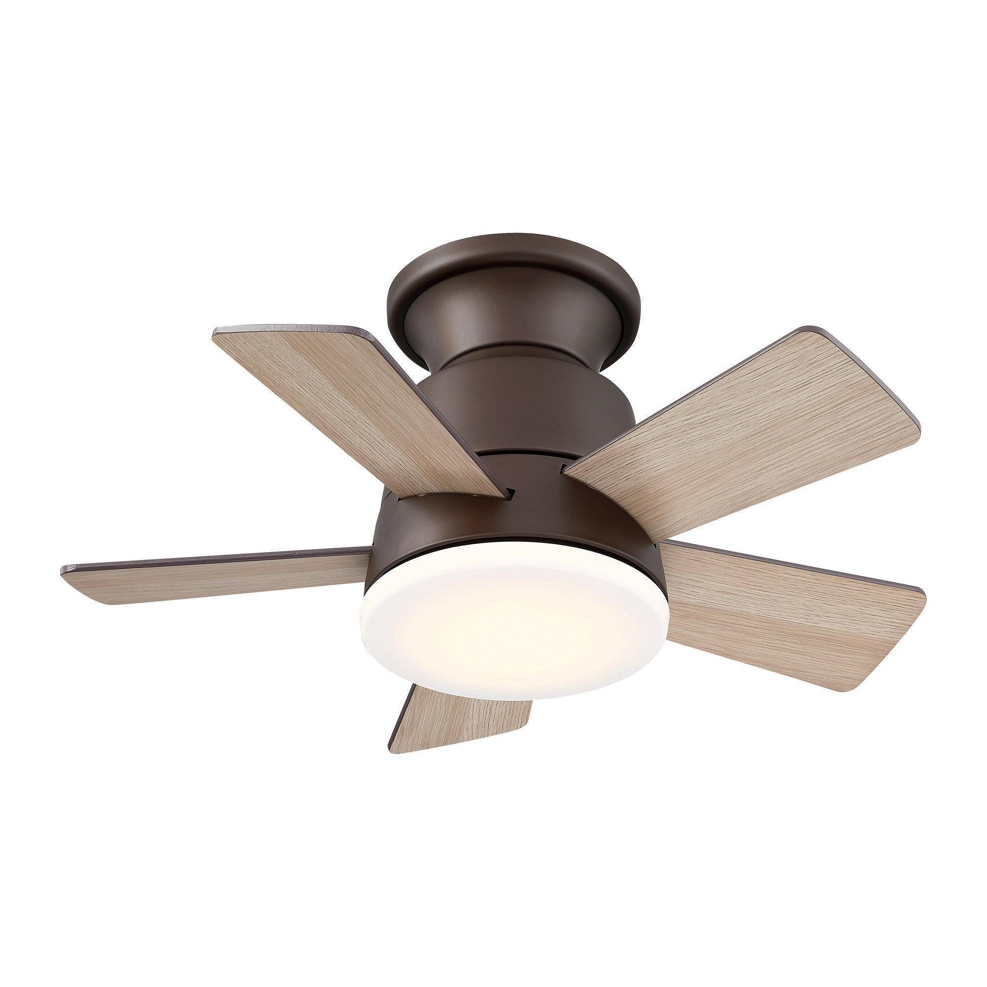 24" Industrial Flush Mount Reversible Iron Ceiling Fan with Lighting and Remote Control - ParrotUncle