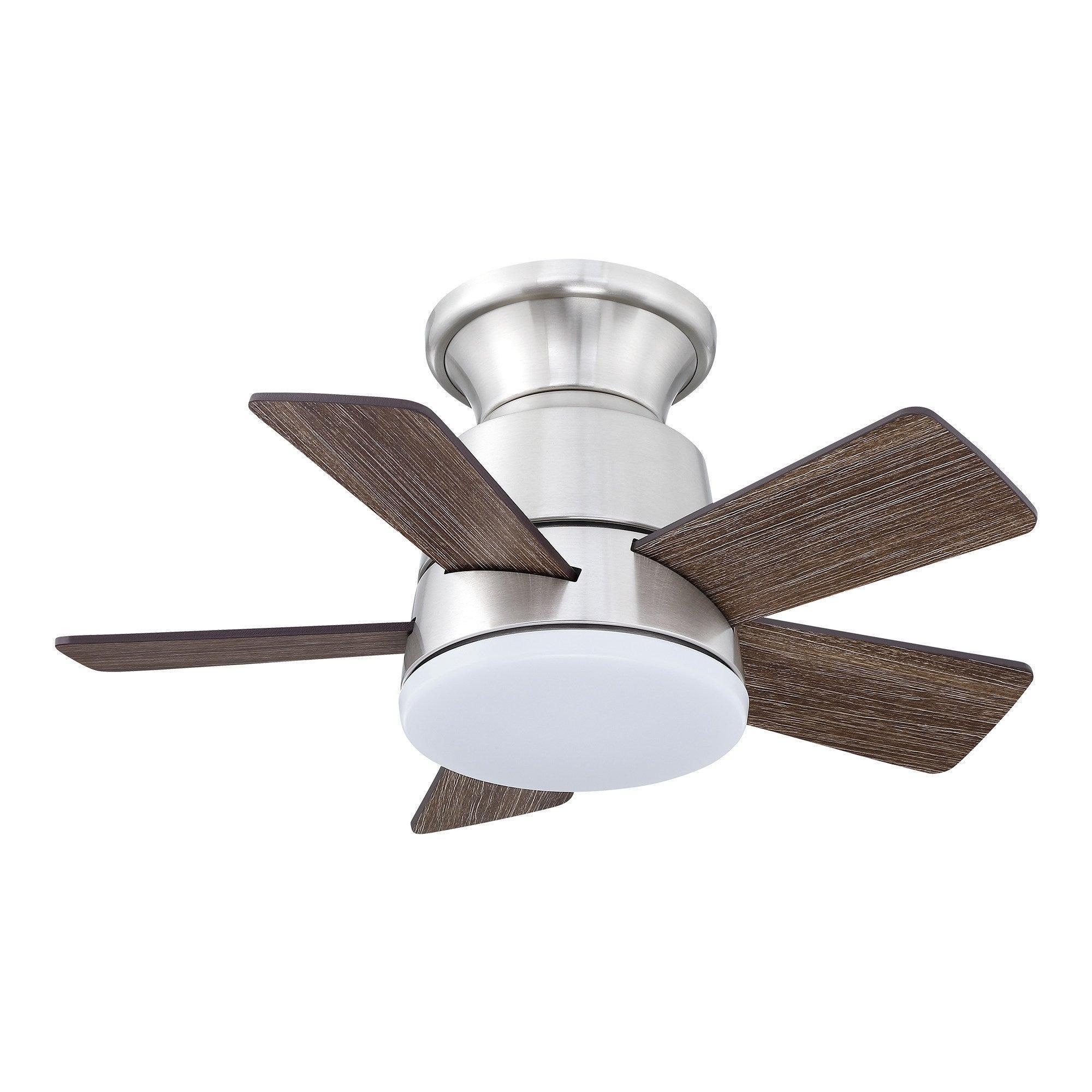 24" Industrial Flush Mount Reversible Iron Ceiling Fan with Lighting and Remote Control - ParrotUncle
