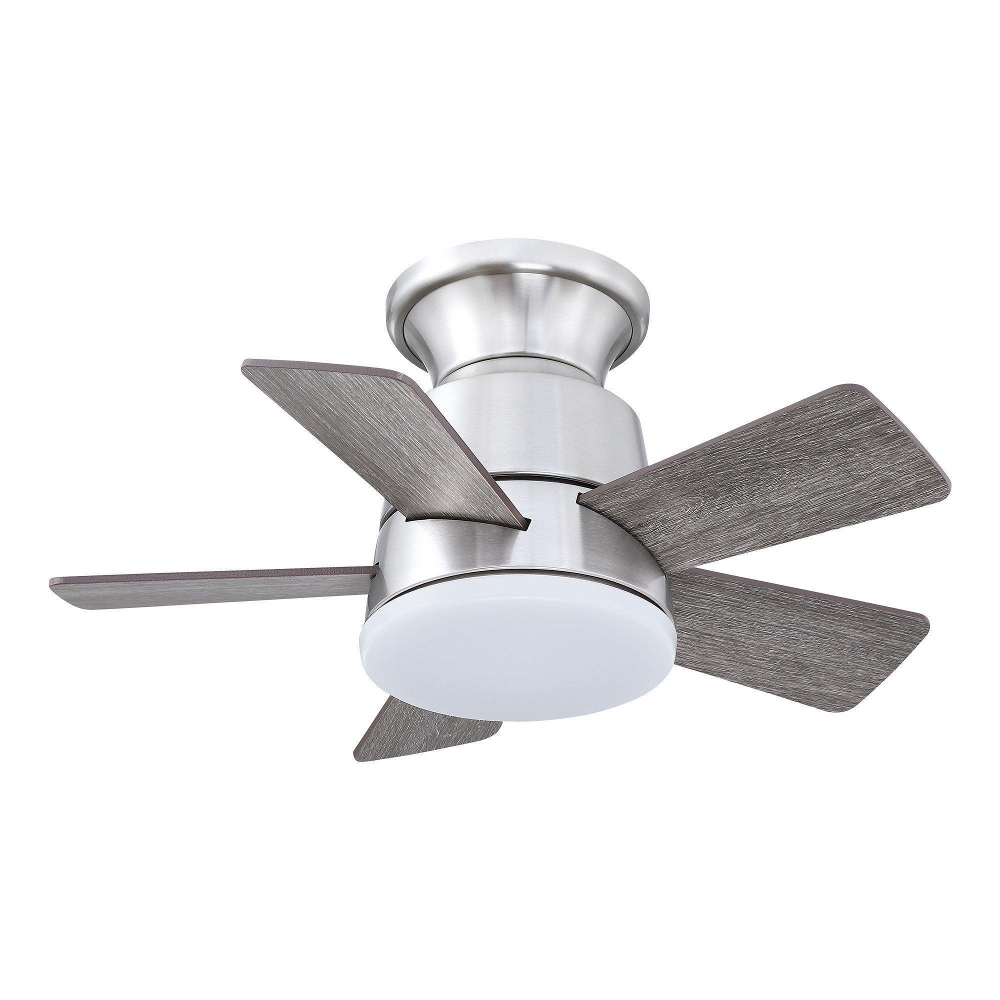 24" Industrial Flush Mount Reversible Iron Ceiling Fan with Lighting and Remote Control - ParrotUncle