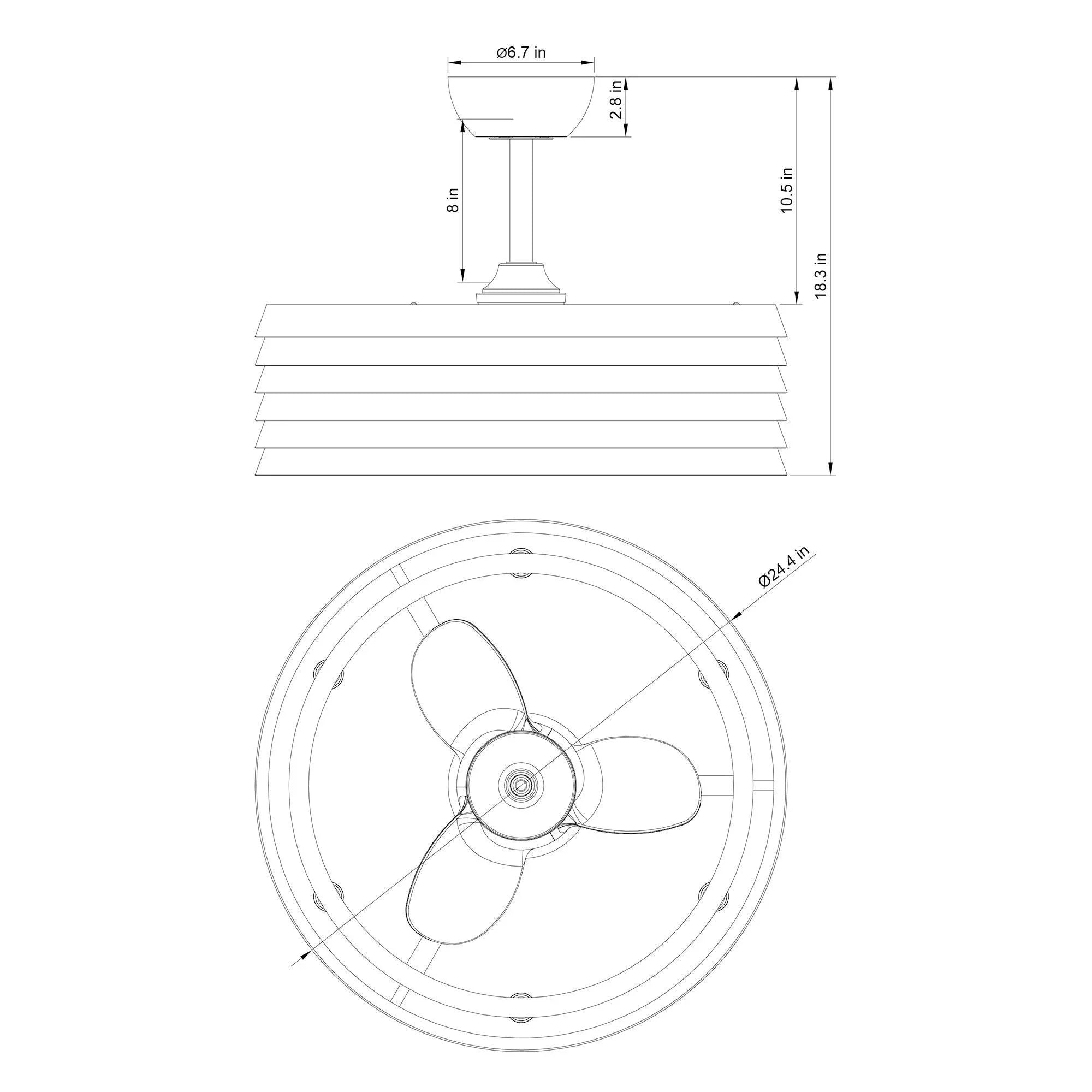 24" Kolkata Industrial Downrod Mount Reversible Ceiling Fan with Lighting and Remote Control - ParrotUncle