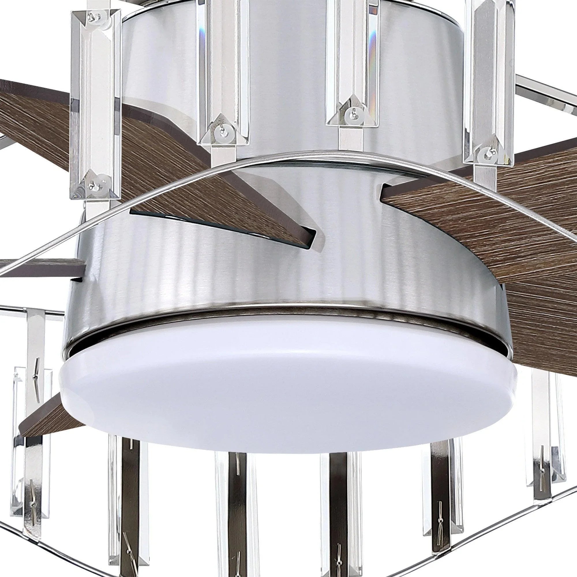 27" Modern Brush Nickel Flush Mount Reversible Ceiling Fan with Lighting and Remote Control - ParrotUncle