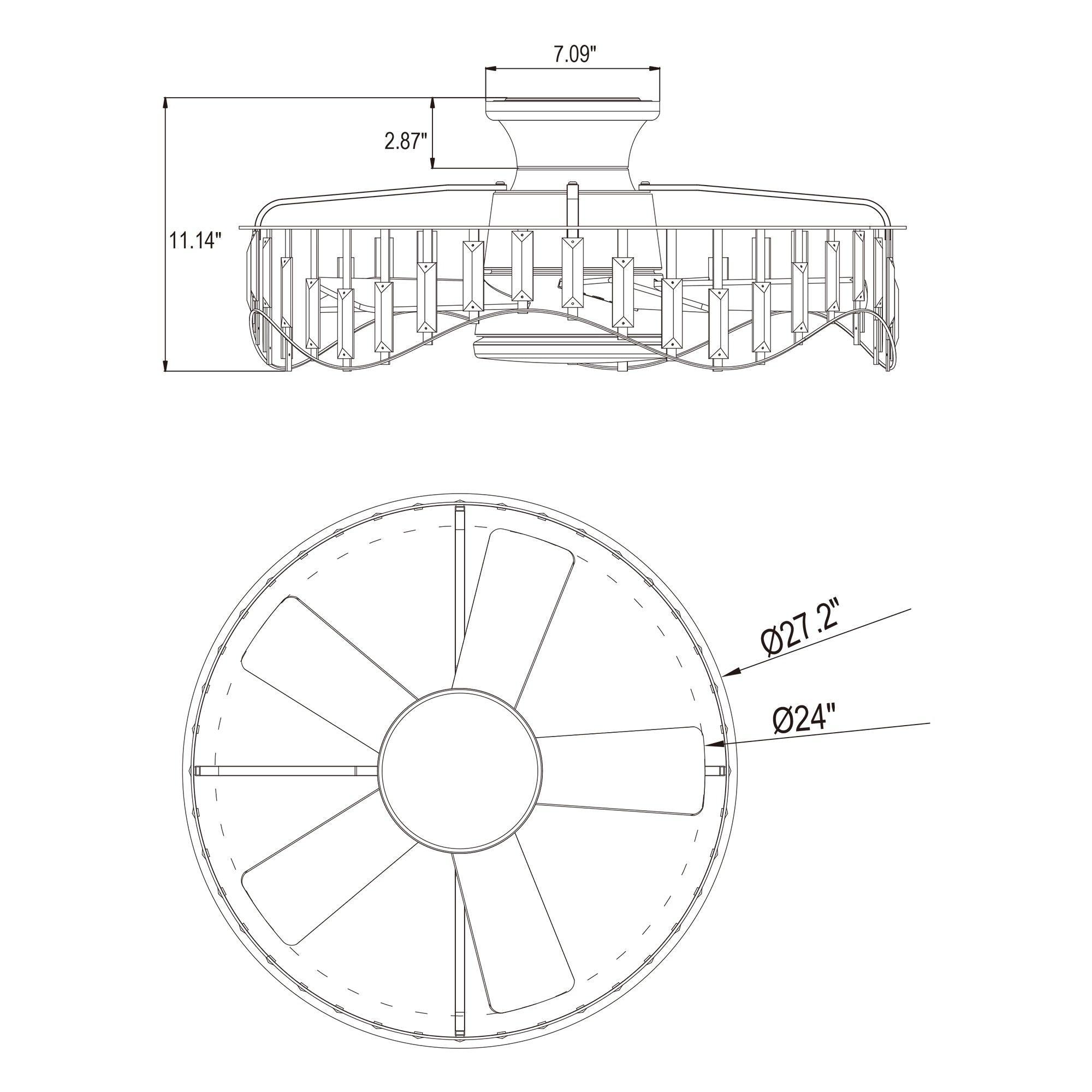 27" Modern Brush Nickel Flush Mount Reversible Ceiling Fan with Lighting and Remote Control - ParrotUncle