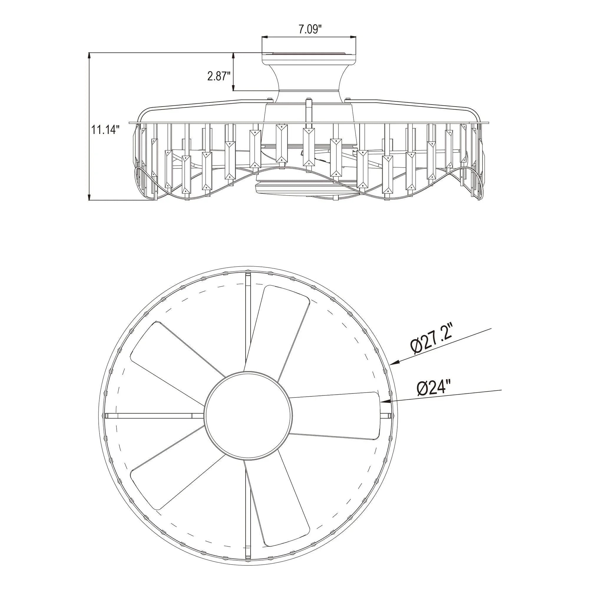 27" Modern Brush Nickel Flush Mount Reversible Ceiling Fan with Lighting and Remote Control - ParrotUncle
