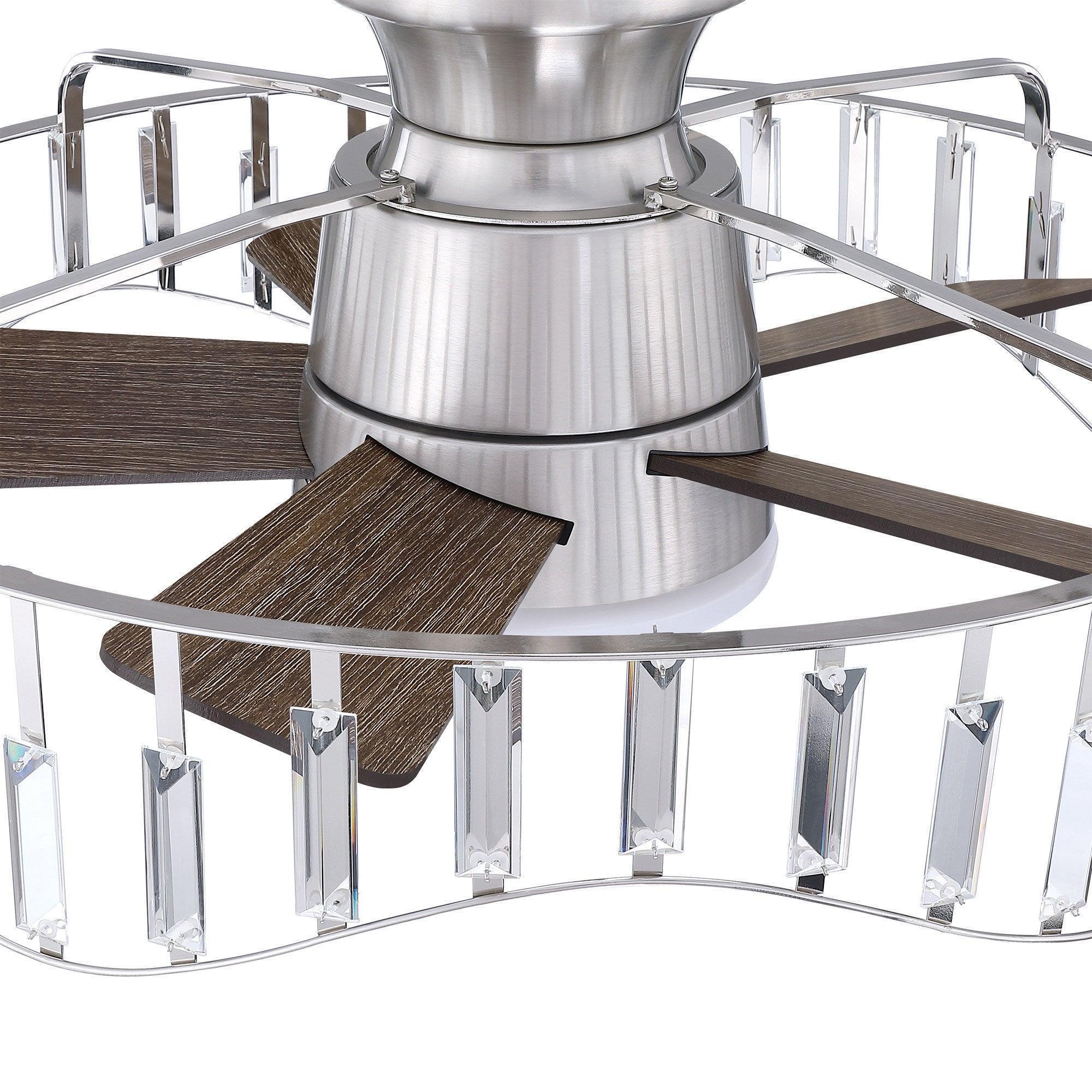 27" Modern Brush Nickel Flush Mount Reversible Ceiling Fan with Lighting and Remote Control - ParrotUncle