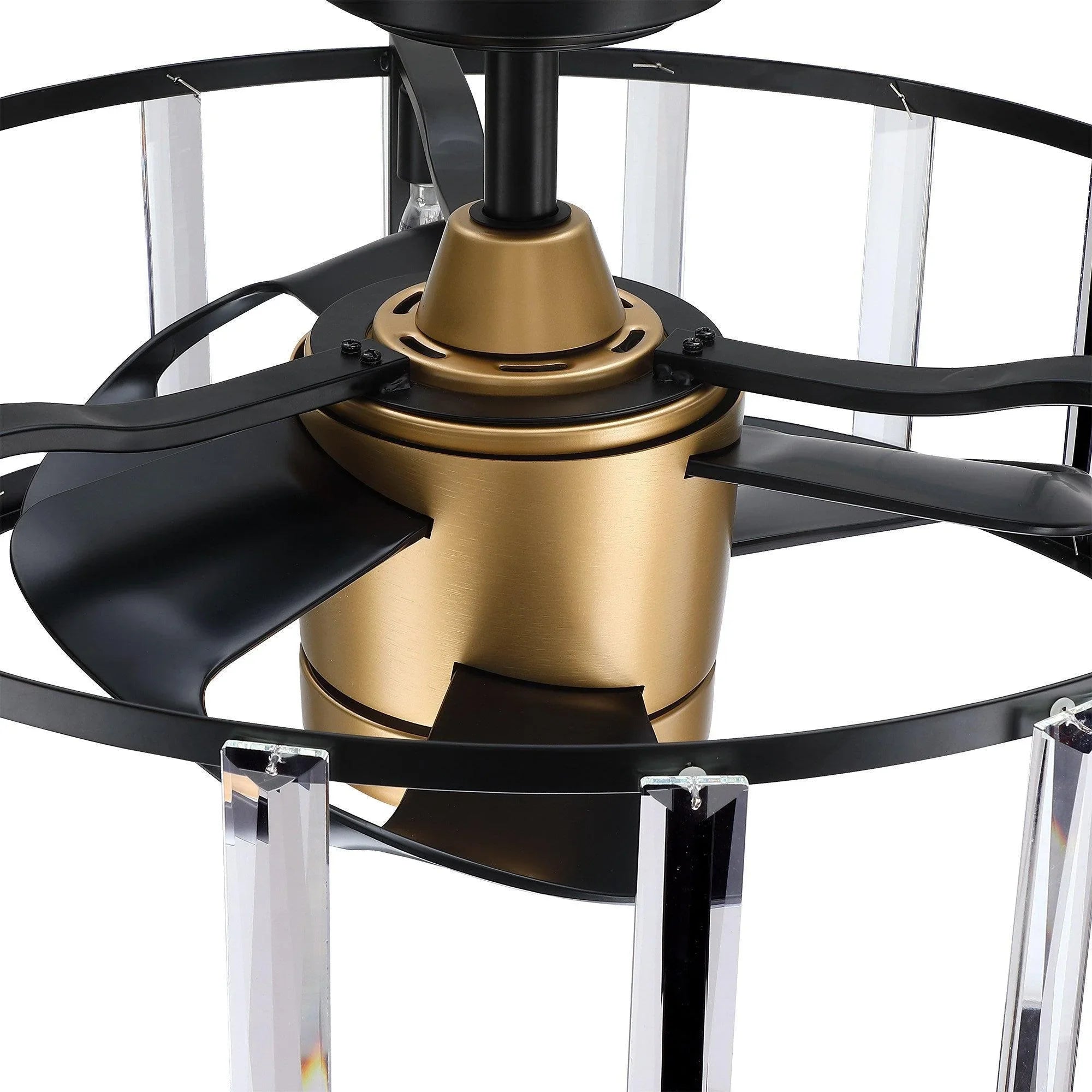 27" Modern DC Motor Downrod Mount Reversible Crystal Ceiling Fan with Lighting and Remote Control - ParrotUncle