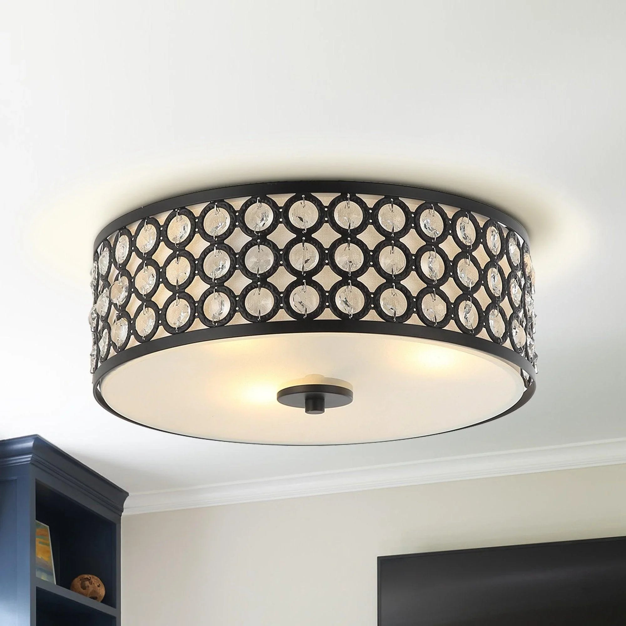 3-Light Modern LED Flush Mount Light with Crystal - ParrotUncle