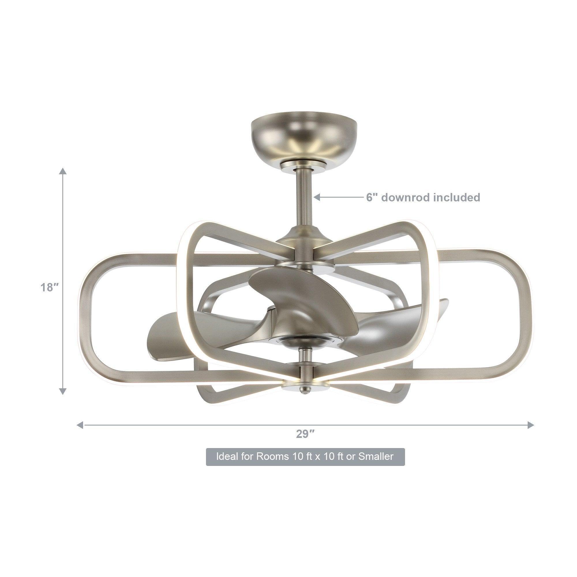 30" Theron Modern DC Motor Downrod Mount Reversible Ceiling Fan with LED Lighting and Remote Control - ParrotUncle