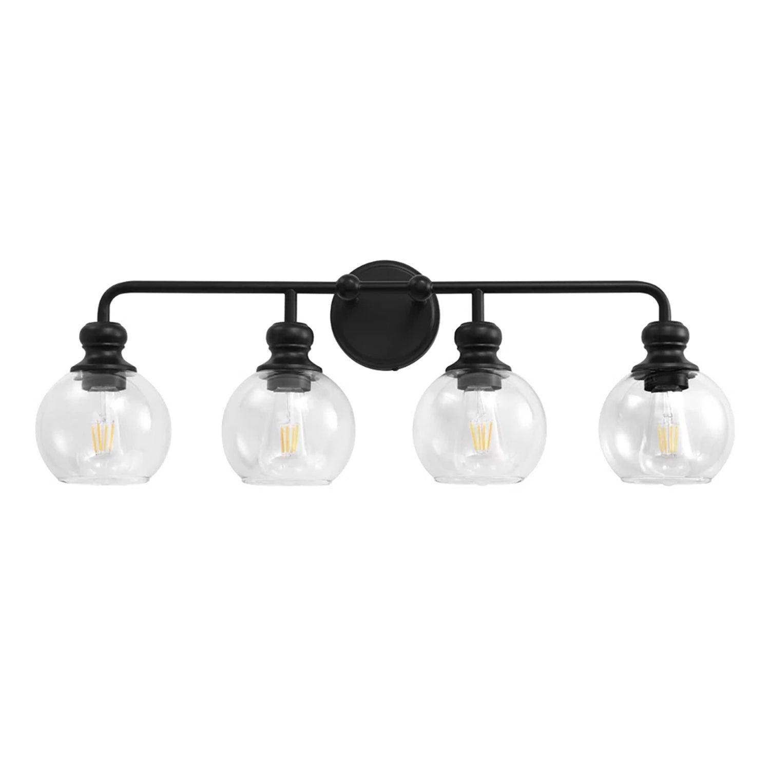 Irvine Black Modern Clear Glass 4-Light Vanity Light
