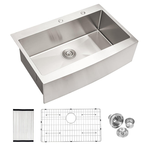 33*22*10 Inch Kitchen Sink Silver Single Bowl Kitchen Sink - ParrotUncle