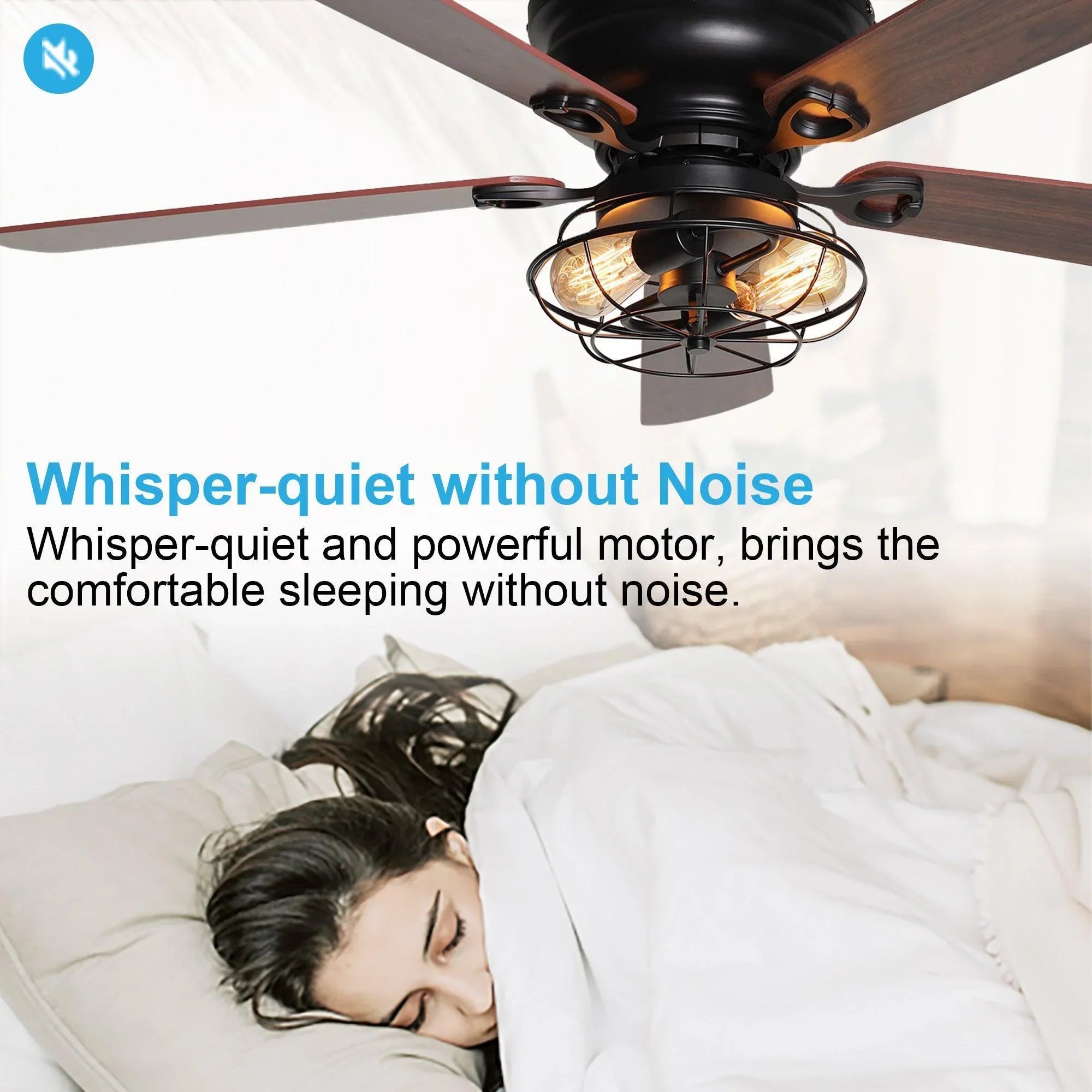 48" Ummuhan Industrial Flush Mount Reversible Ceiling Fan with Lighting and Remote Control - ParrotUncle