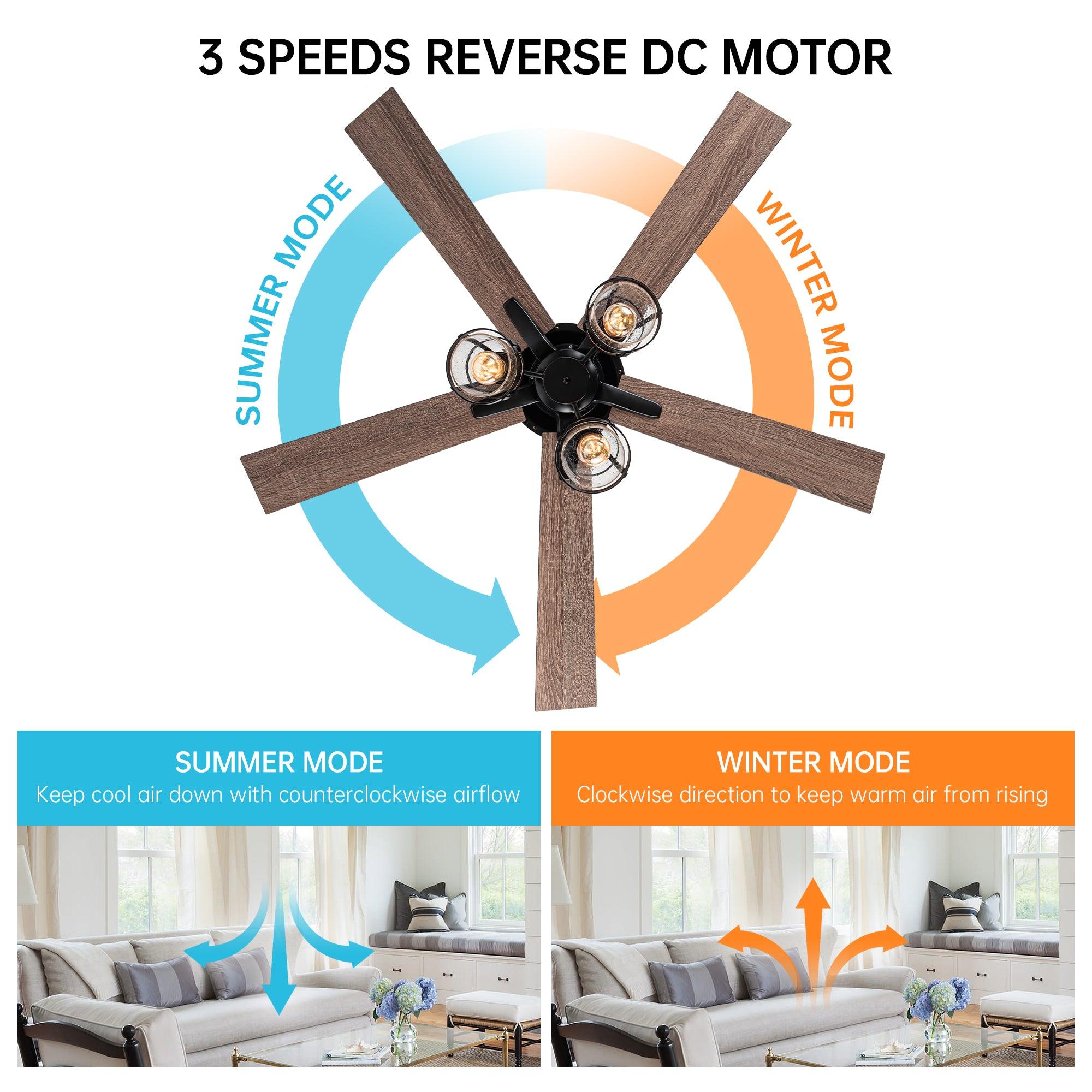 52" Kashmir Traditional Downrod Mount Reversible Ceiling Fan with Lighting and Remote Control