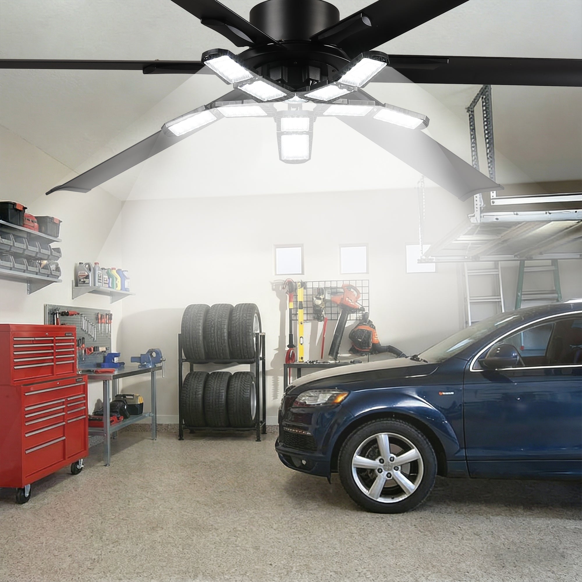 72 Inch 84 Inch Arlene HVLS Large Ceiling Fan with Foldable LED & Remote Control