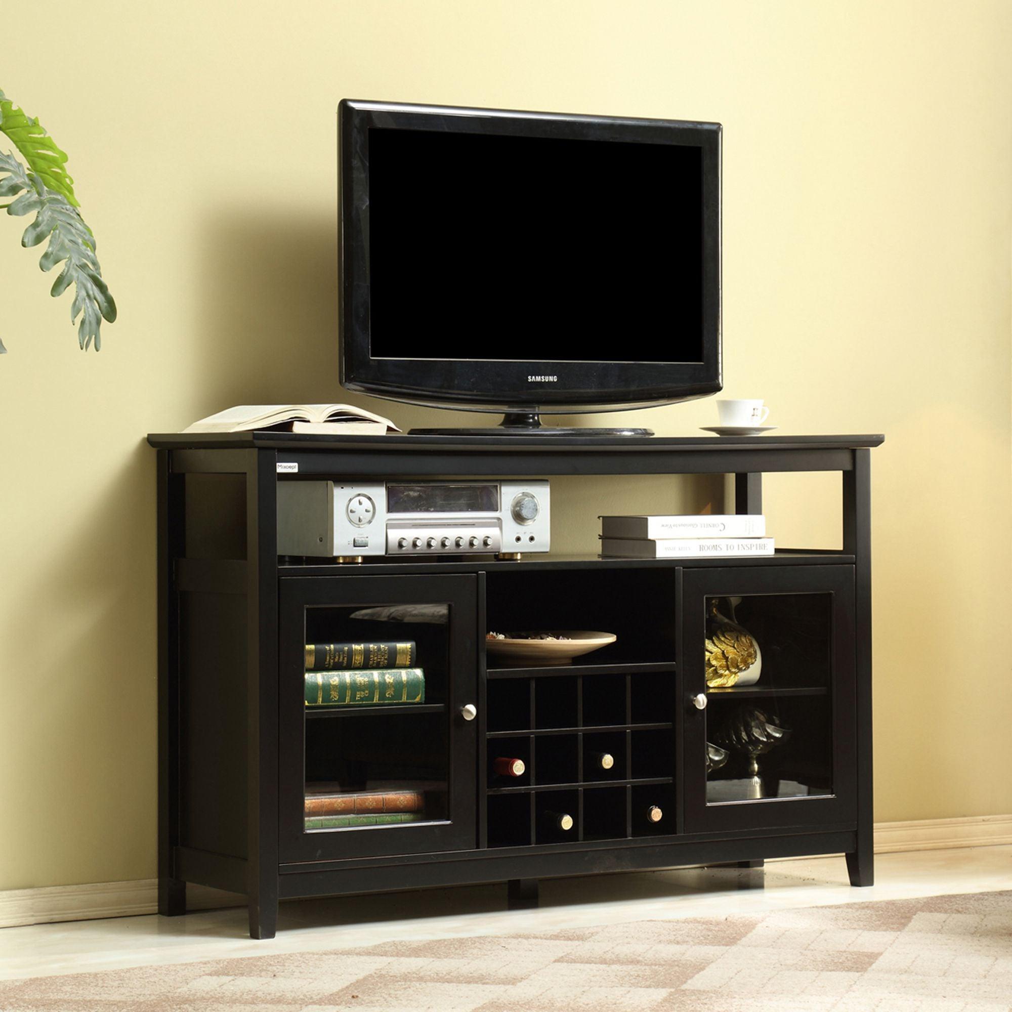 51" Wide Wood Cupboard Buffet Storage Cabinet with Wine Rack for 12-Bottles - ParrotUncle