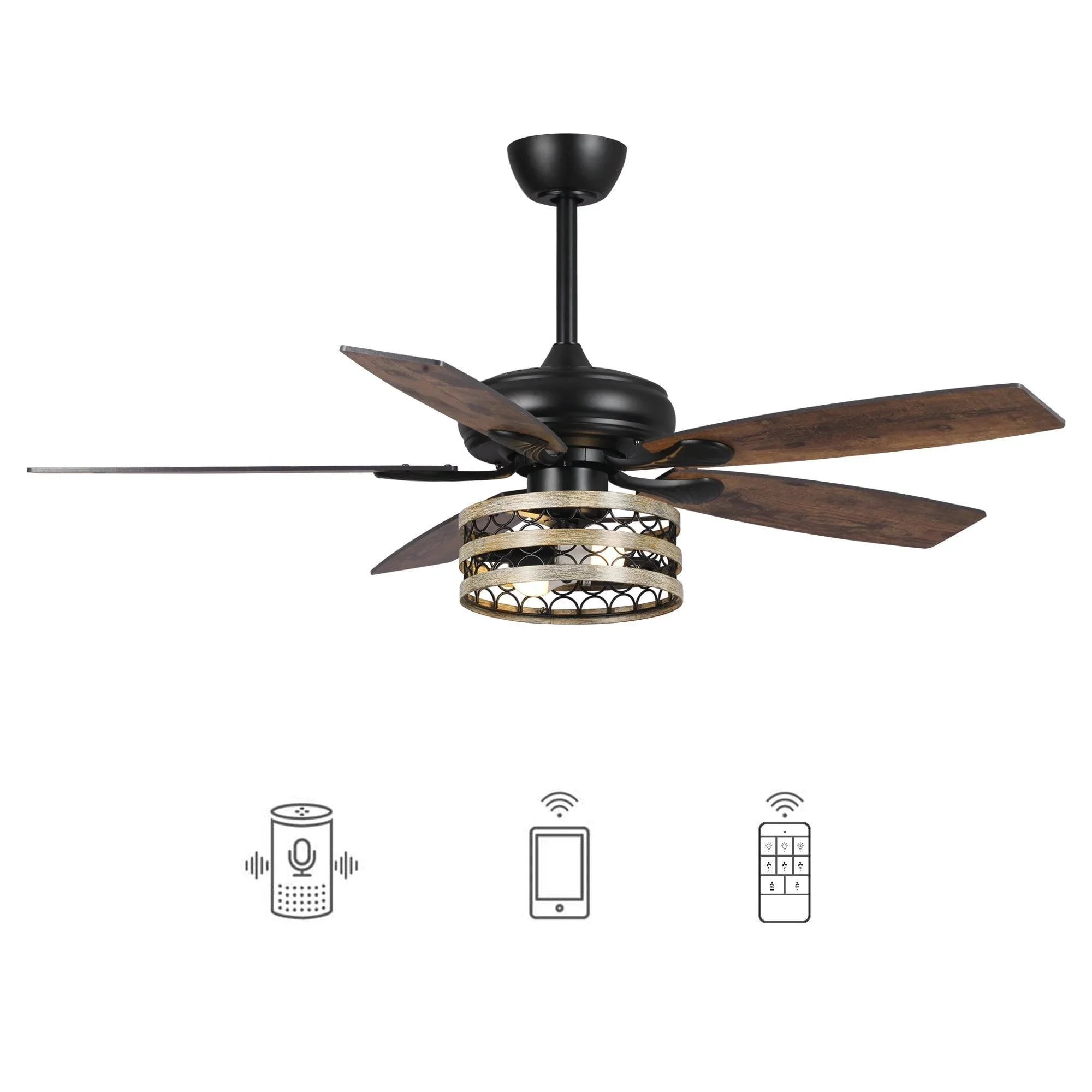 52" Alward Smart Fan with Light Kit - ParrotUncle