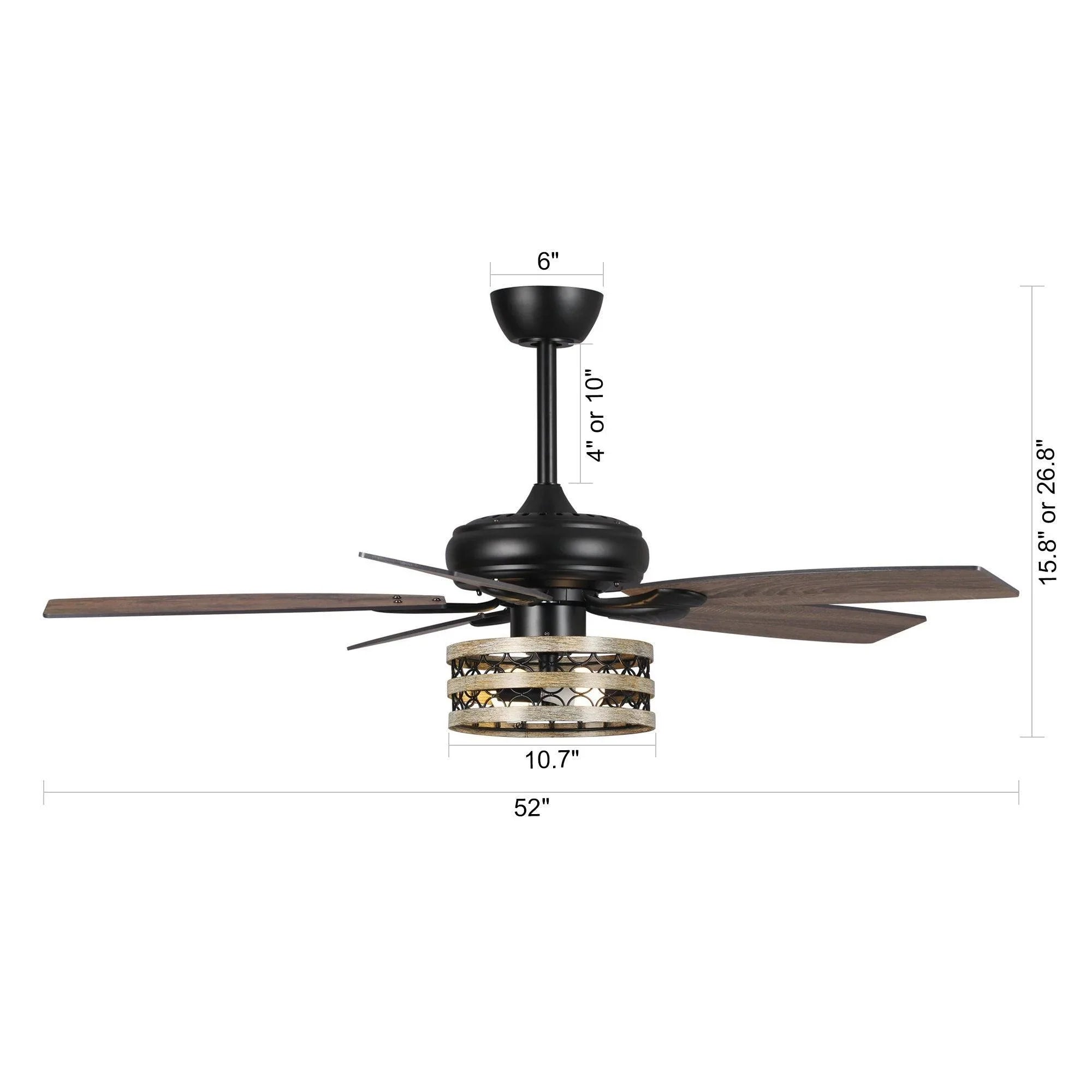 52" Alward Smart Fan with Light Kit - ParrotUncle