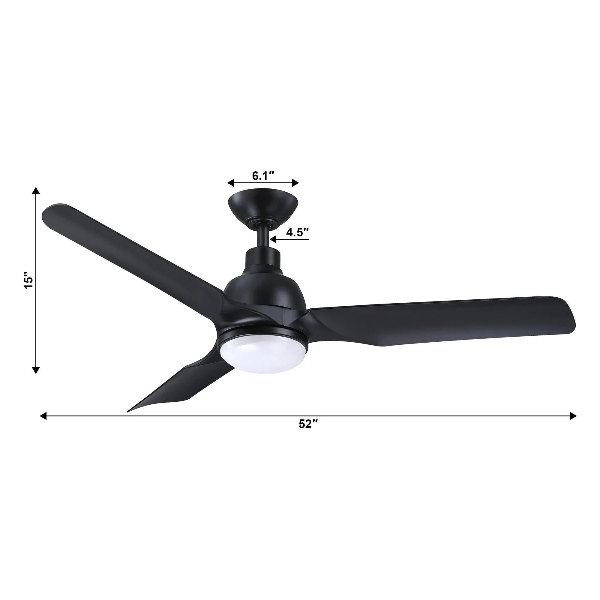52" Cason Induatrial Downrod Mount Reversible Ceiling Fan with LED Lighting and Remote Control - ParrotUncle