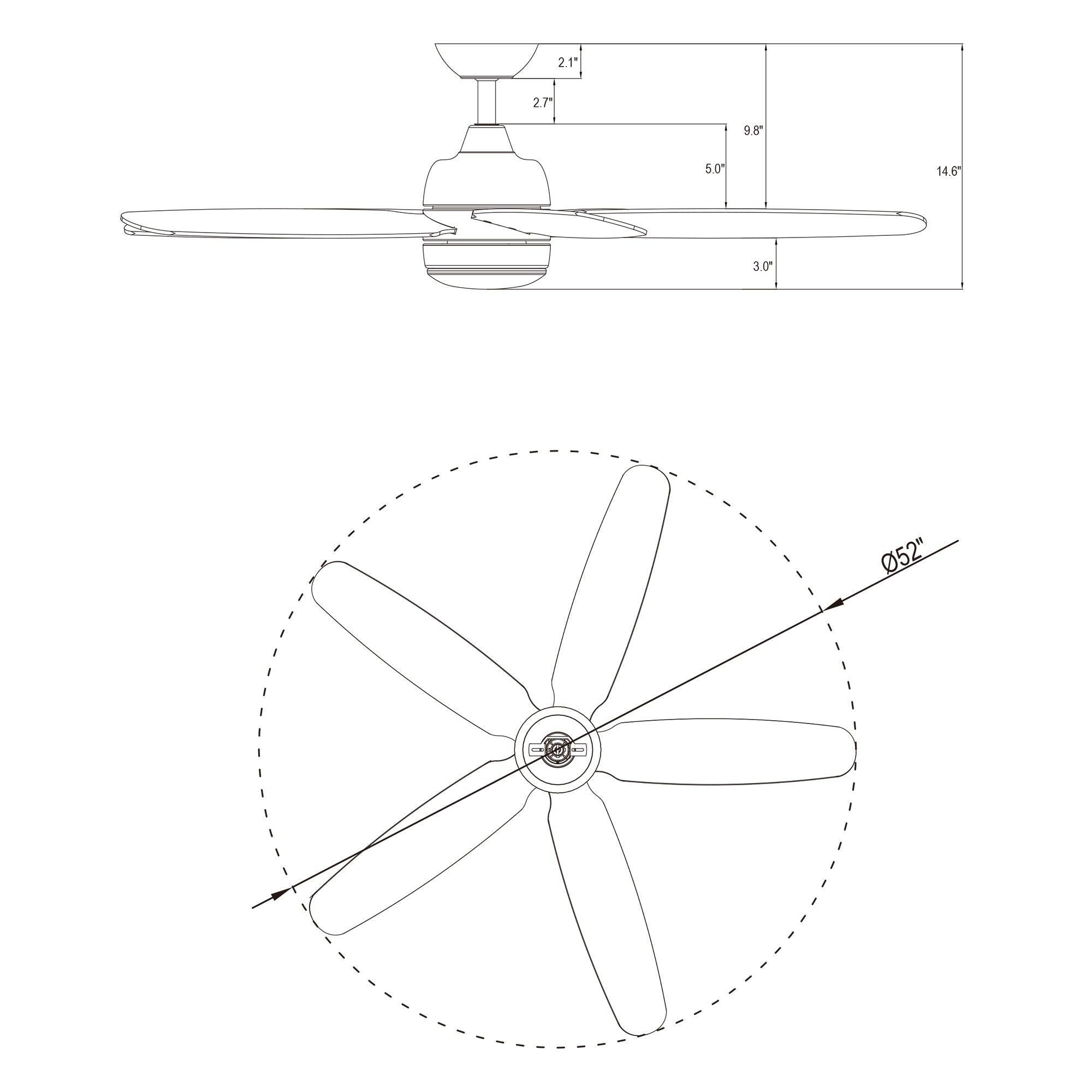 52" Dicken Modern Downrod Mount Reversible Crystal Ceiling Fan with Lighting and Remote Control - ParrotUncle