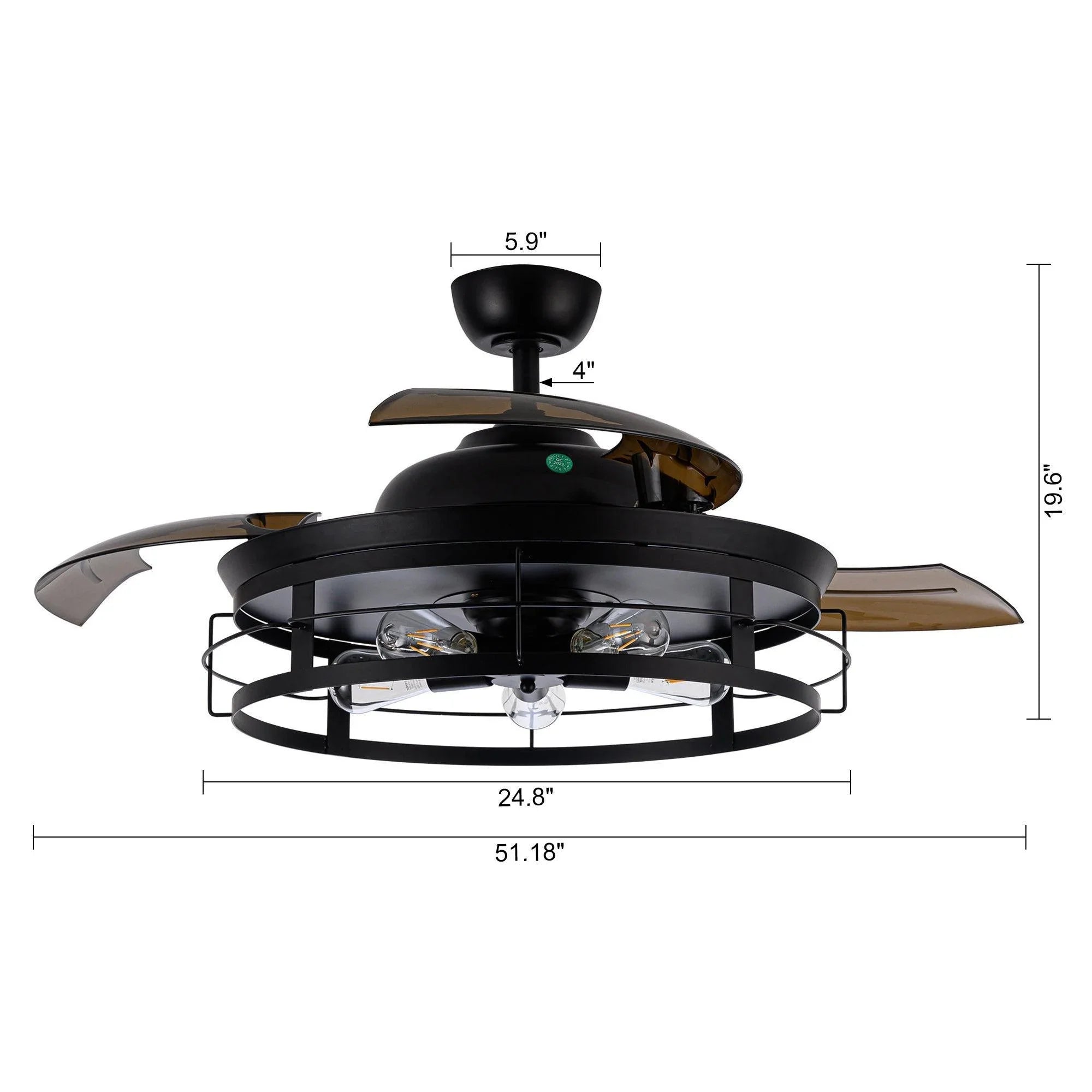 52" Jamshedpur Industrial Downrod Mount Ceiling Fan with Lighting and Remote Control - ParrotUncle